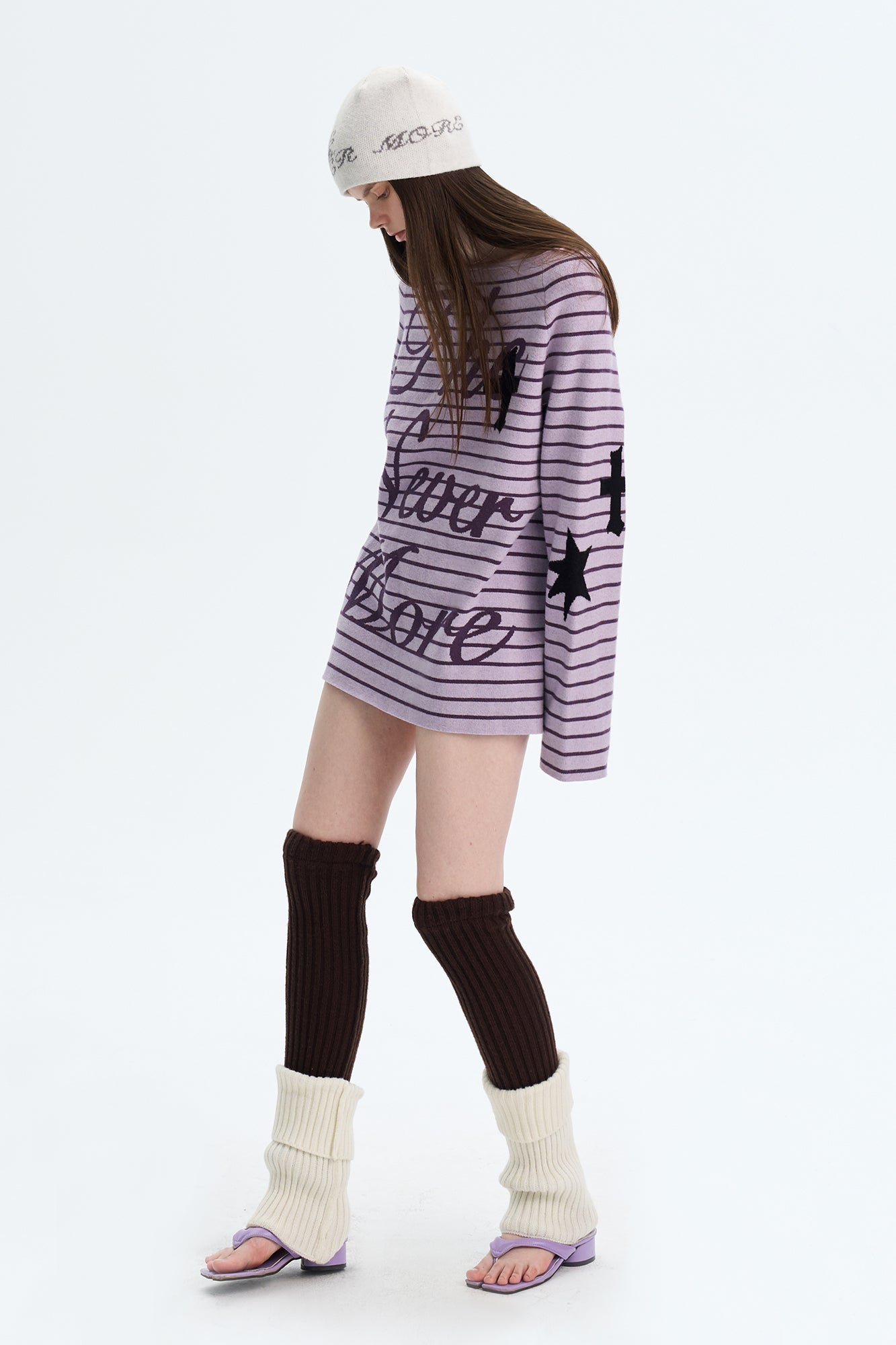 THE NEVERMORE Reversible Striped Cross-Star Knit Pullover