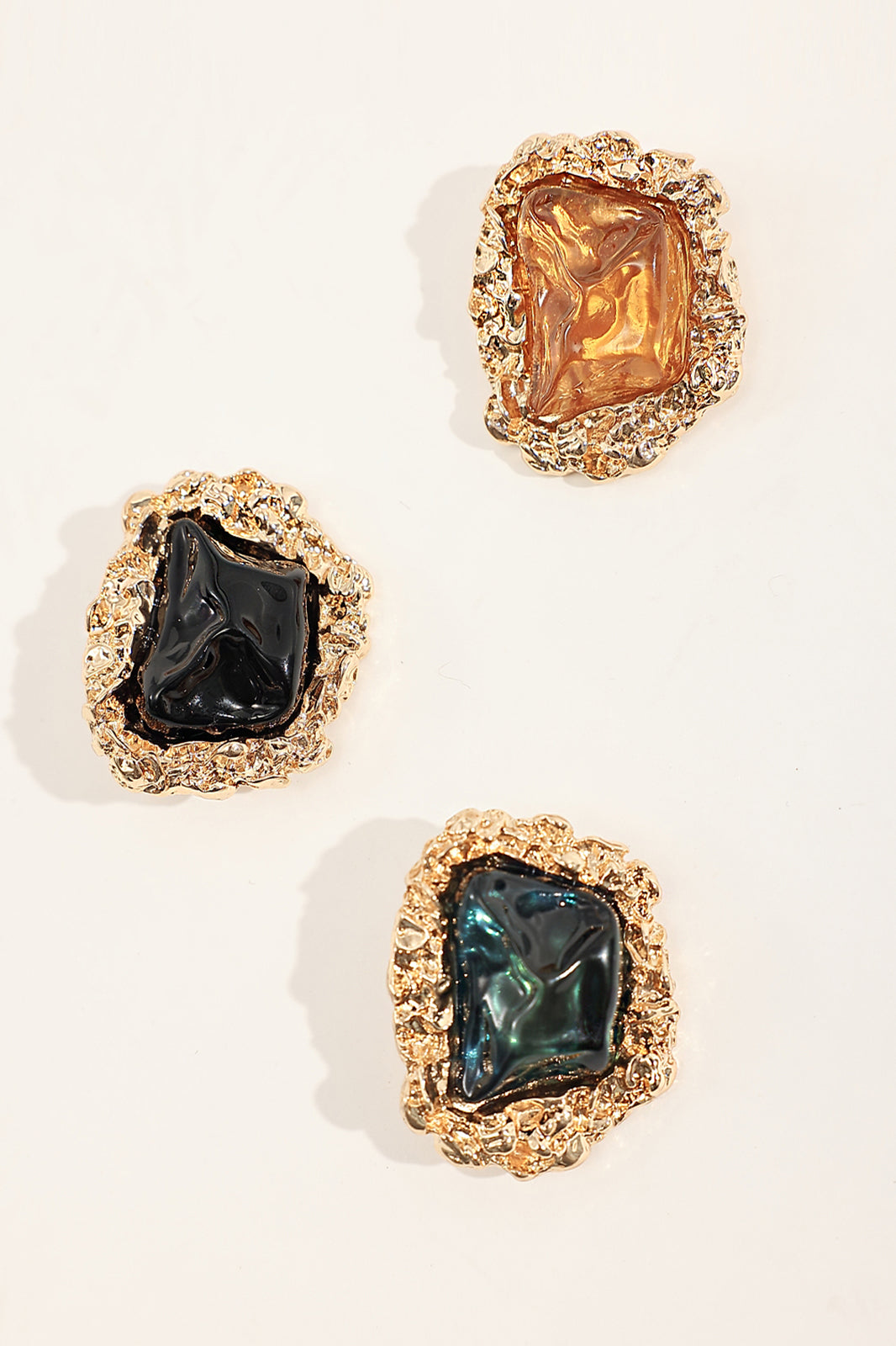 WINGFREE 18K Gold-Plated Resin Gem Stud Earrings