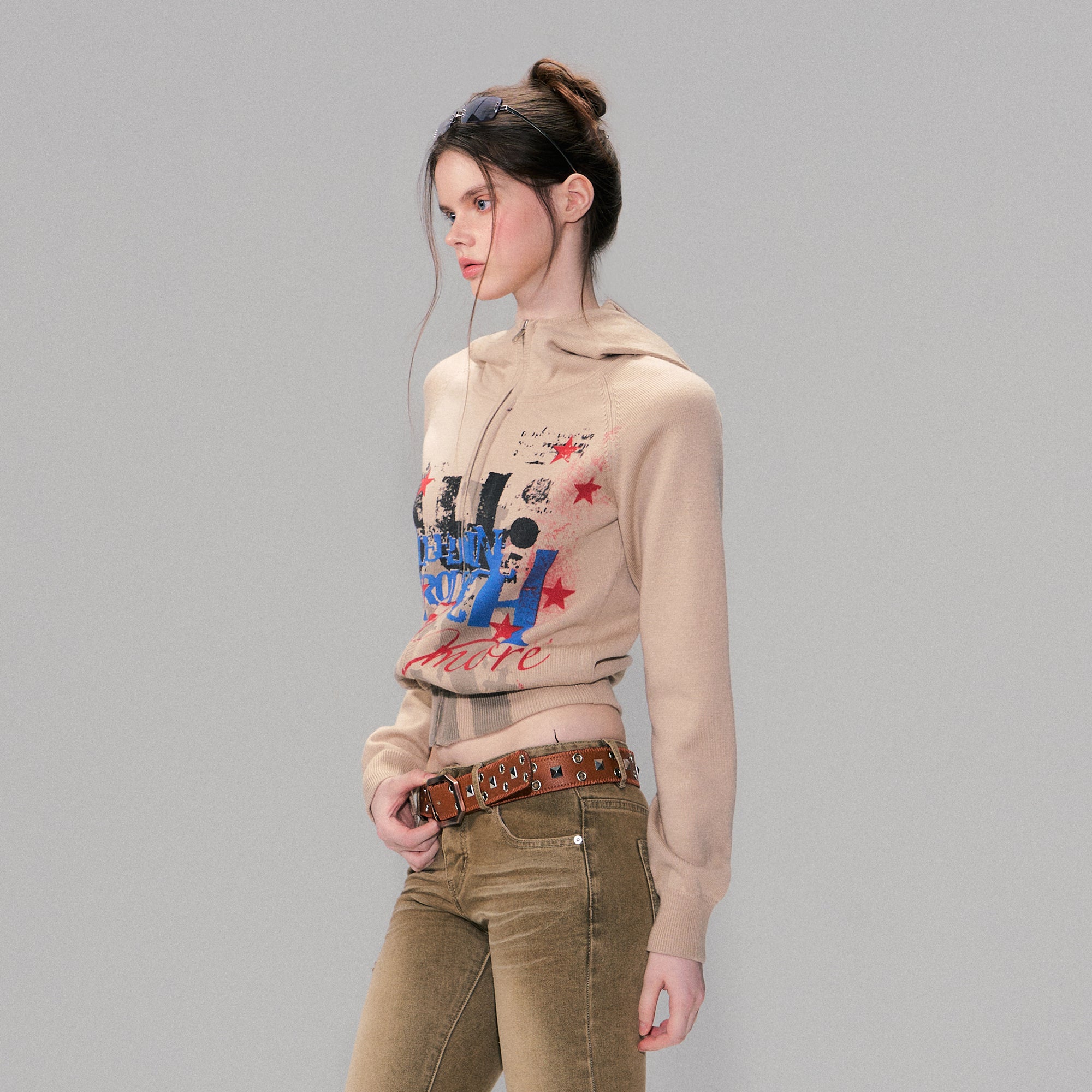 THE NEVERMORE Graphic Knit Zip-Up Hoodie