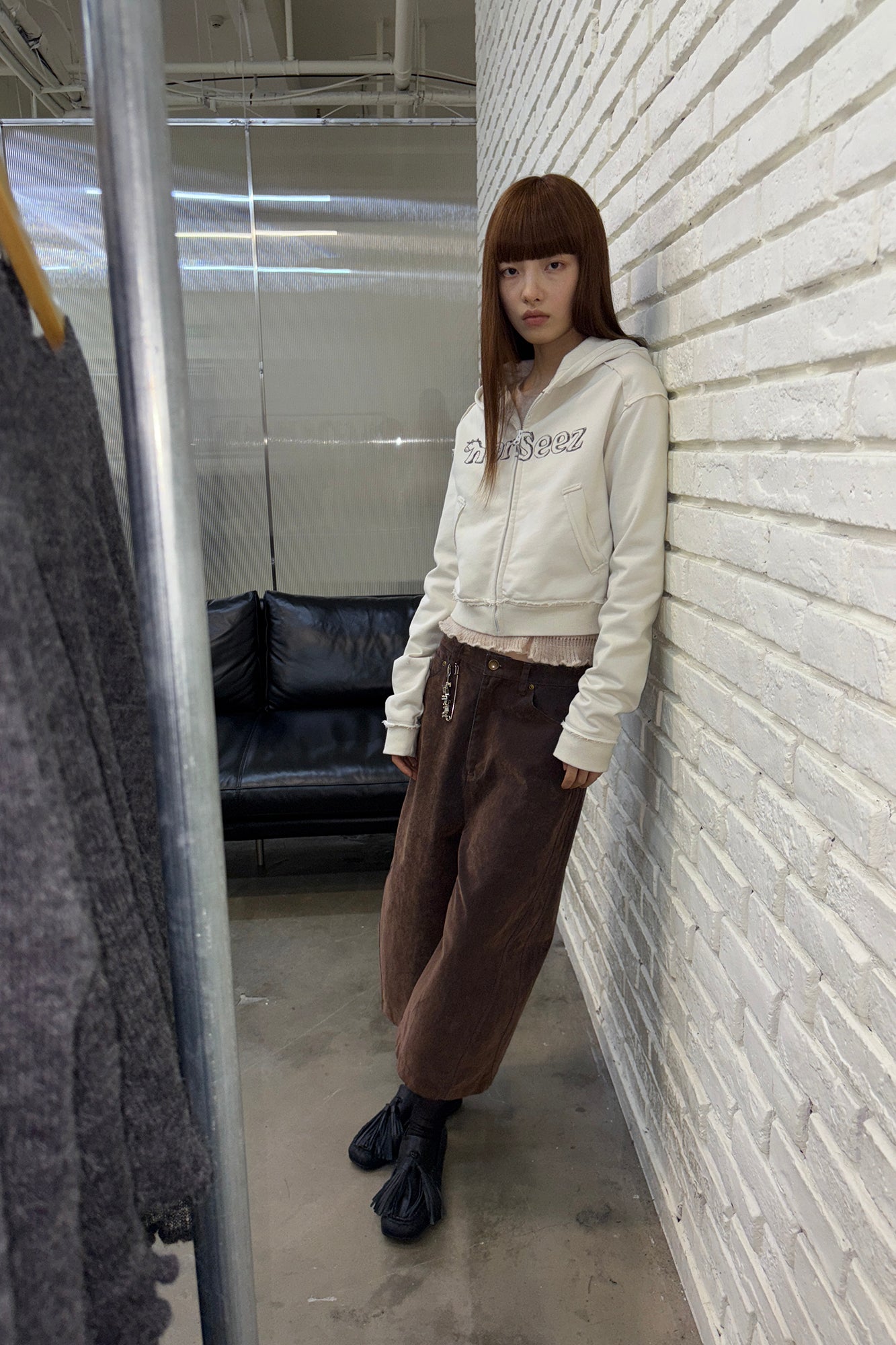 NEVERSEEZ Cropped Wide-Leg Denim Culottes