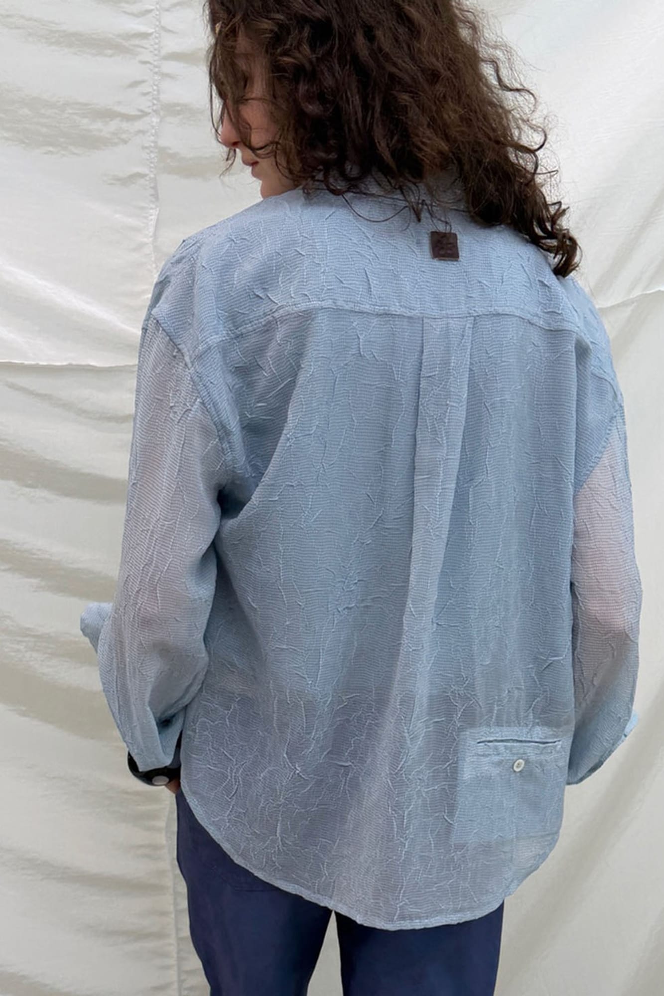 NEVERSEEZ Sheer Crinkle-Layer Shirt