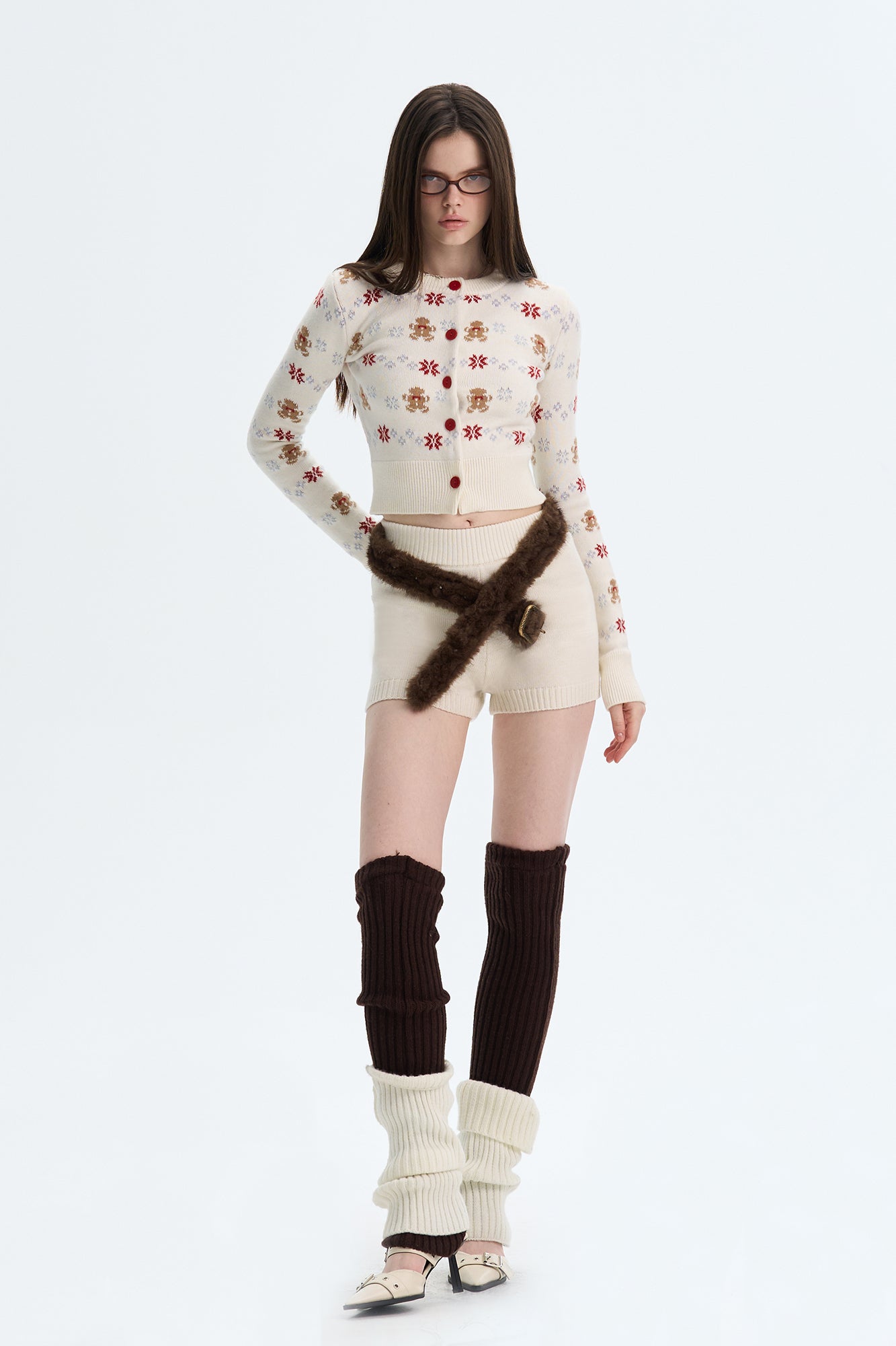 THE NEVERMORE Gingerbread Fair Isle Cropped Cardigan