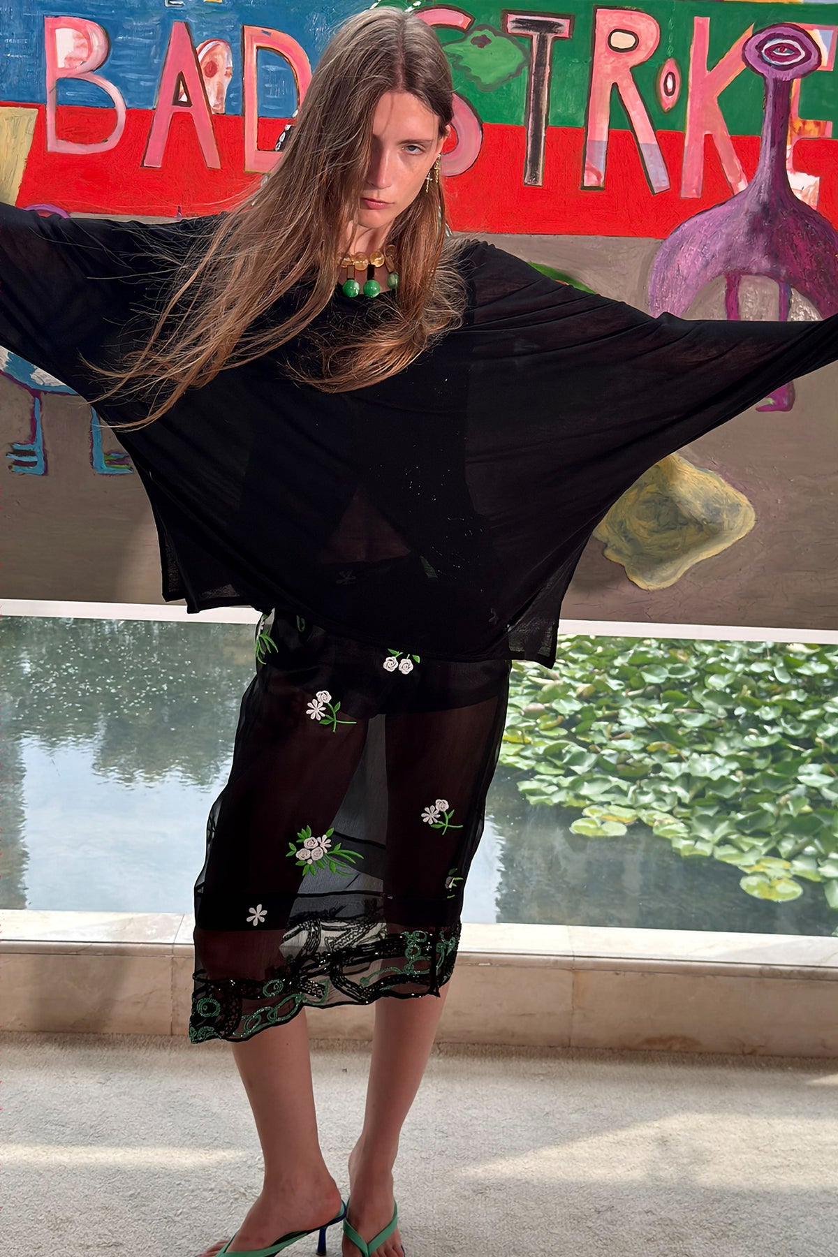 WINGFREE Retro Sheer Relaxed Long-Sleeve Tee