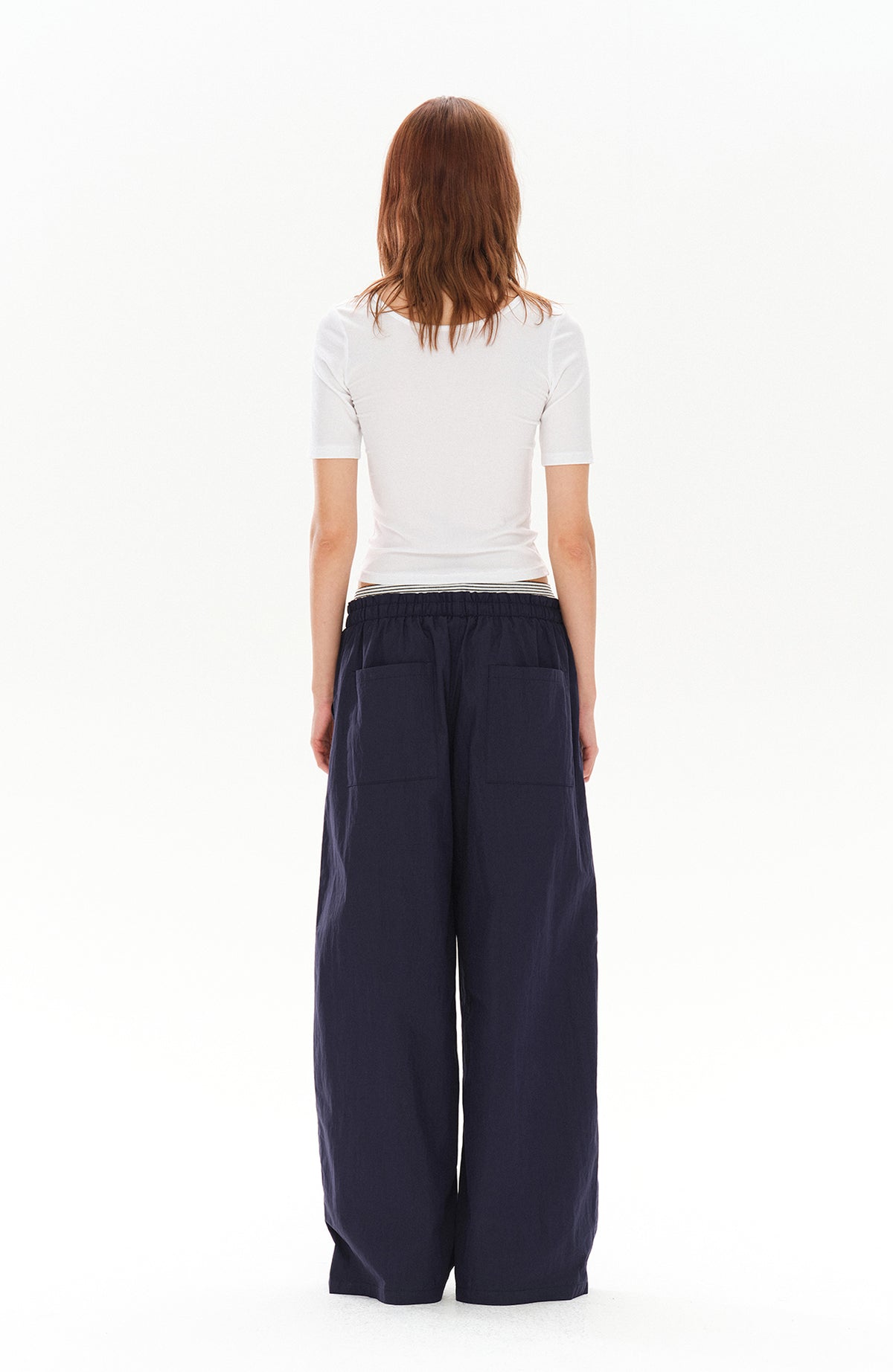 COSTUSTOOT Striped Spliced Wide-Leg Parachute Pants