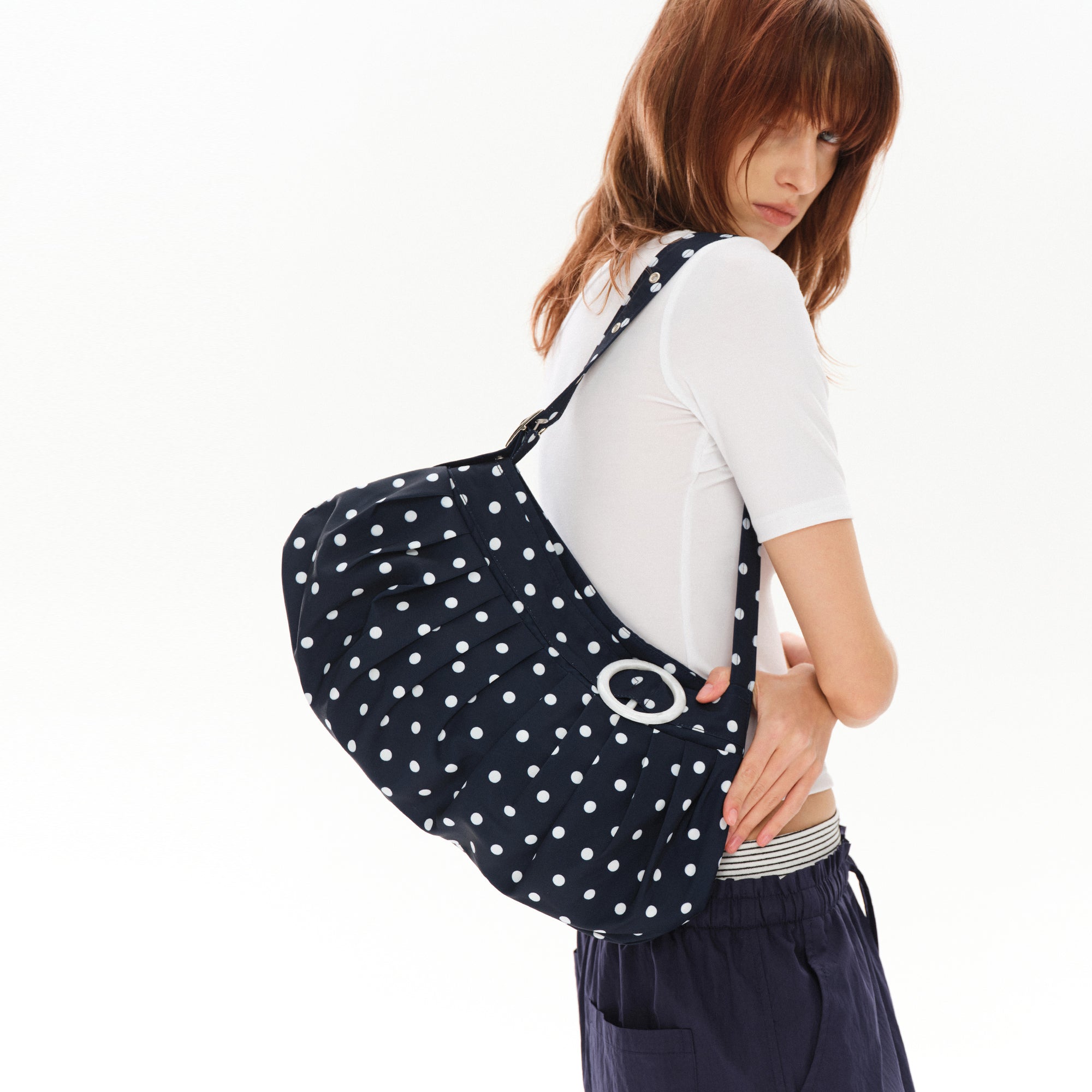 COSTUSTOOT Pleated Buckle Shoulder Bag