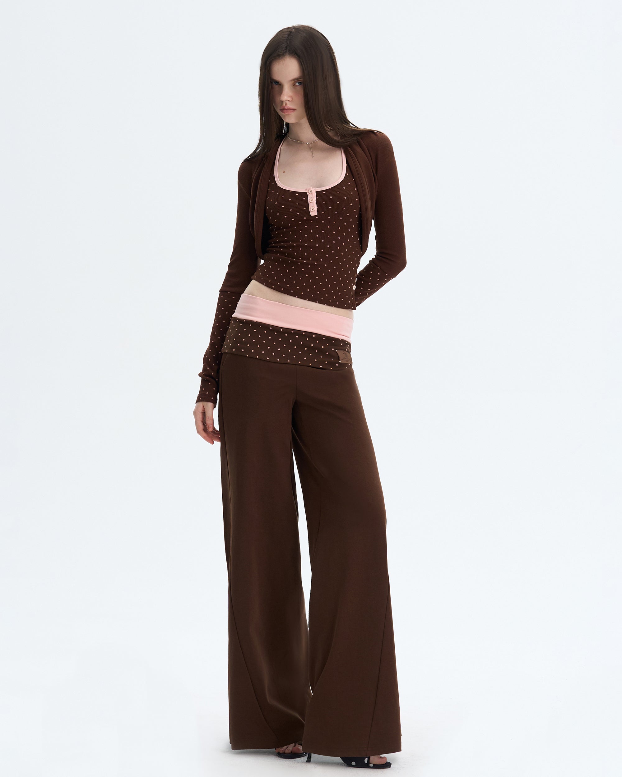 THE NEVERMORE Contrast-Waist Micro-Polka Sweatpants