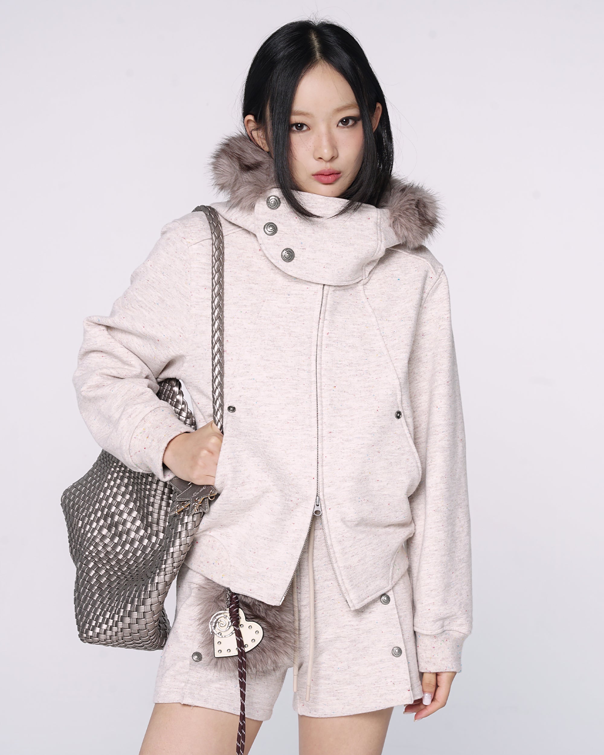 CONFUN Detachable Fur Windproof Collar Fleece Hoodie