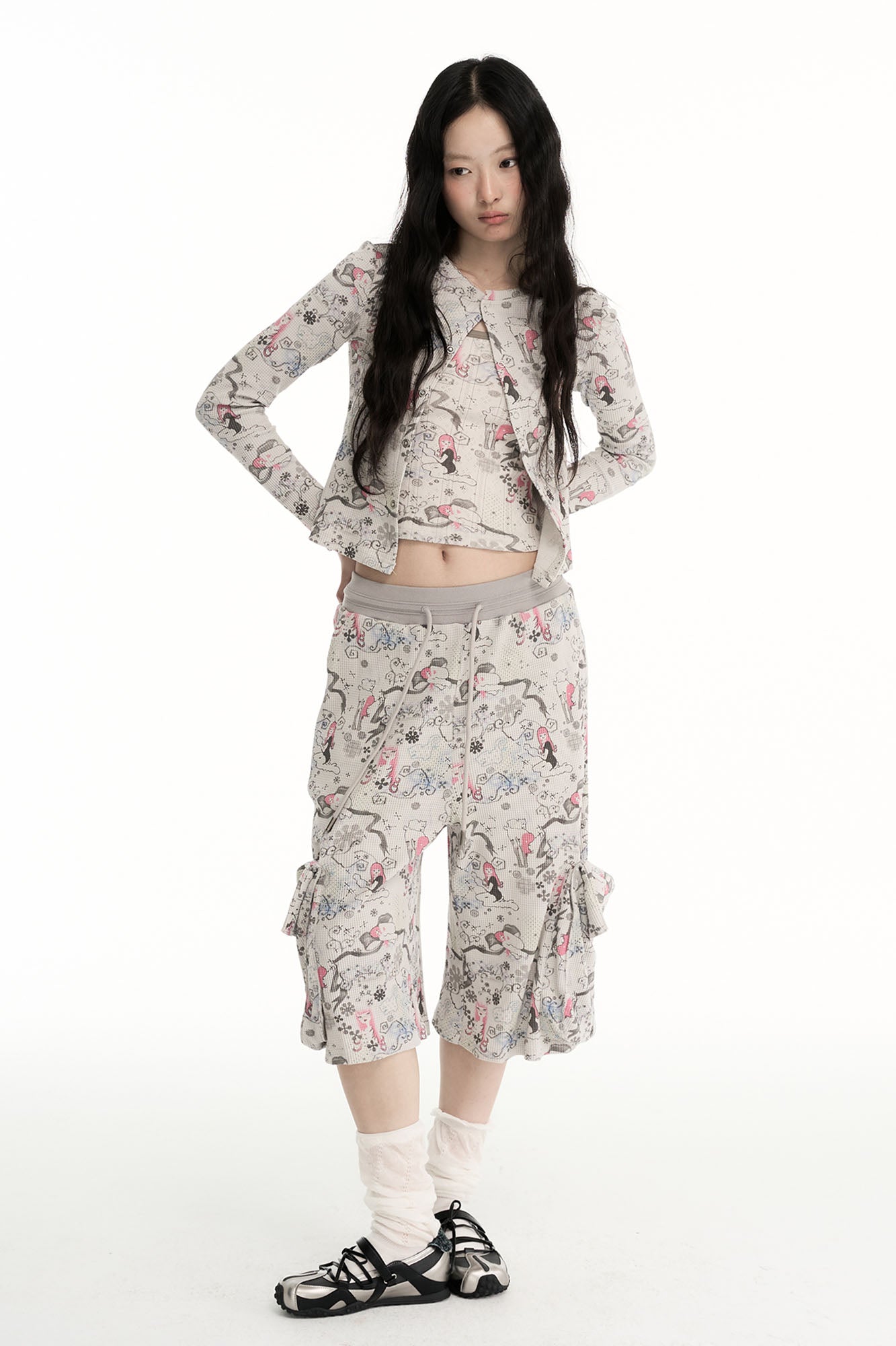 CONFUN Fantasy Full-Print Cropped Cardigan