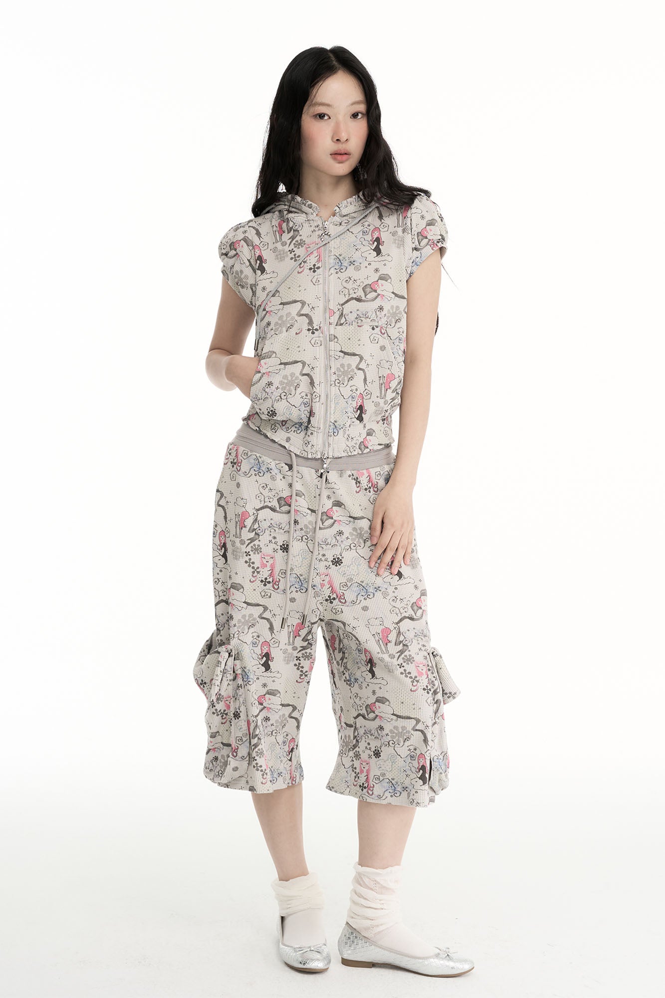 CONFUN Fantasy Full-Print Zip-Up Hooded Tee