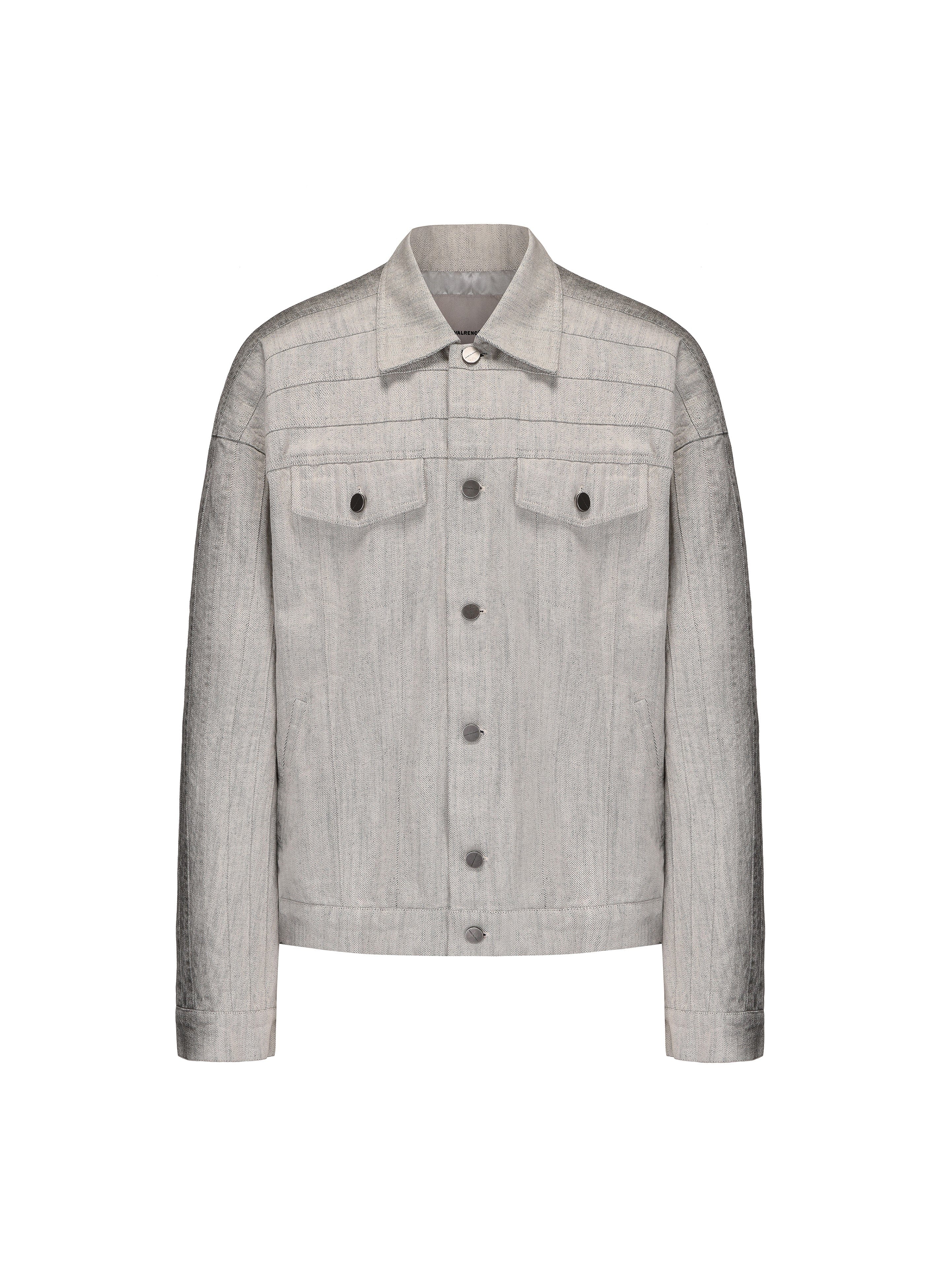 VANN VALRENCE Structured Panel Gradient Sleeve Washed Denim Jacket, premium urban and streetwear designers apparel on PROJECTISR.com, VANN VALRENCE