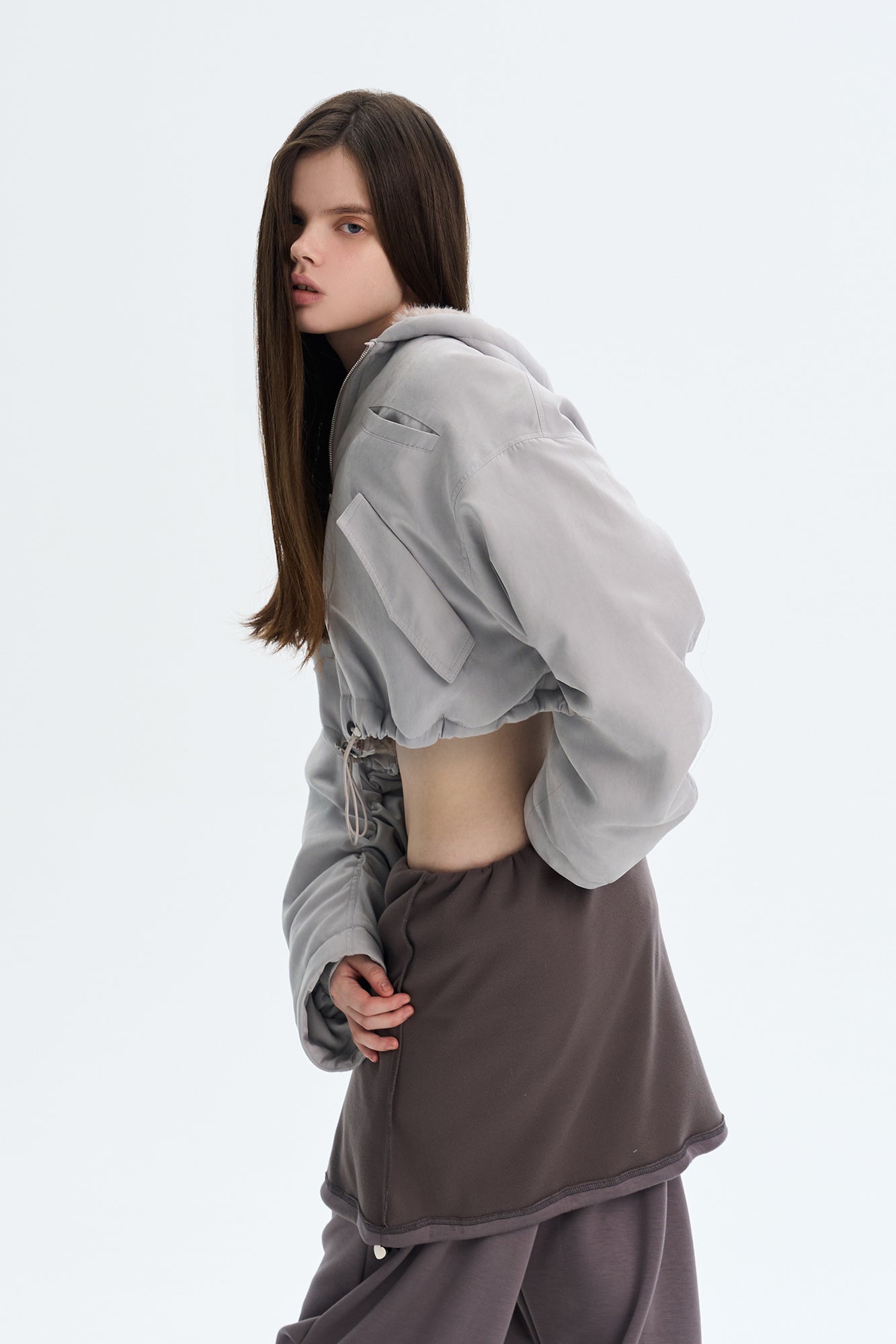 THE NEVERMORE Faux Fur Lined Cropped Parka