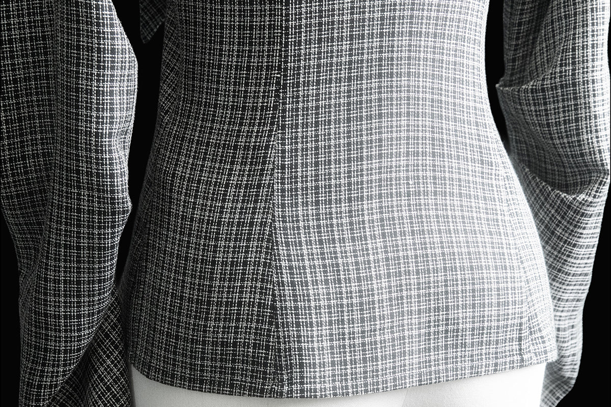 MXU Deconstructed Plaid Pleated Cinched-Waist Jacket