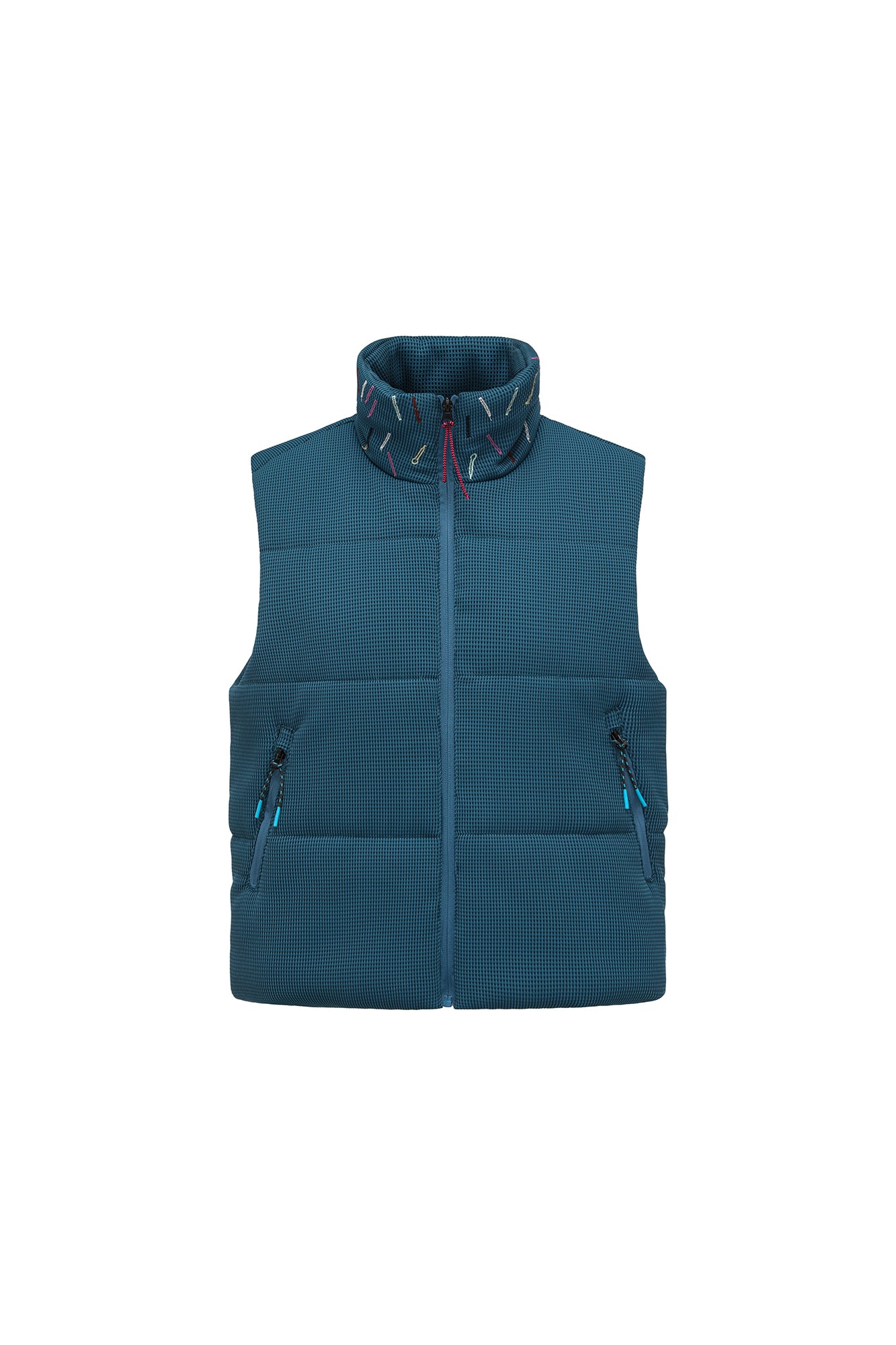 OINIMI Embroidered-Collar Waffle Puffer Vest
