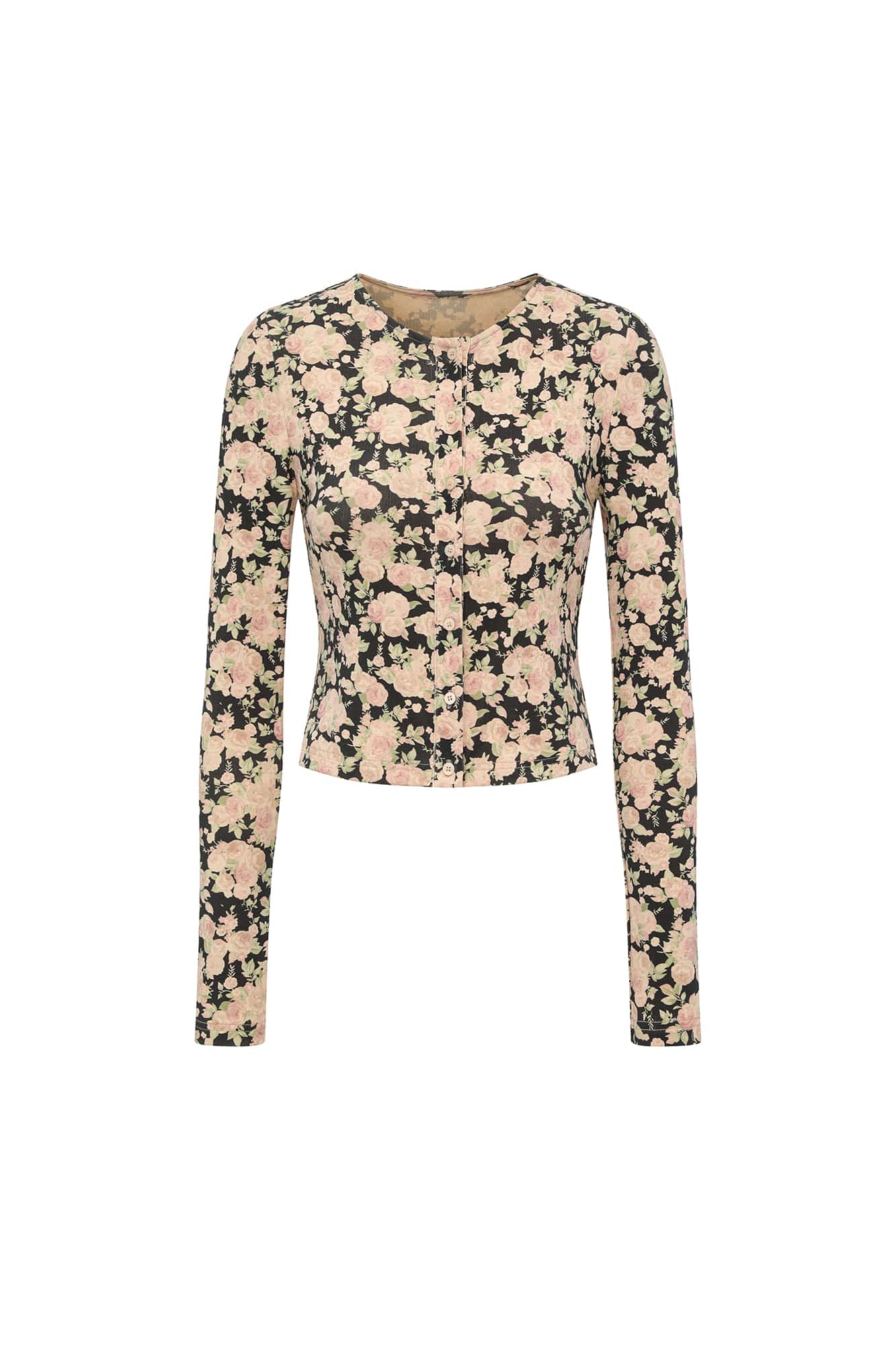OINIMI Full-Print Floral Henley Cardigan
