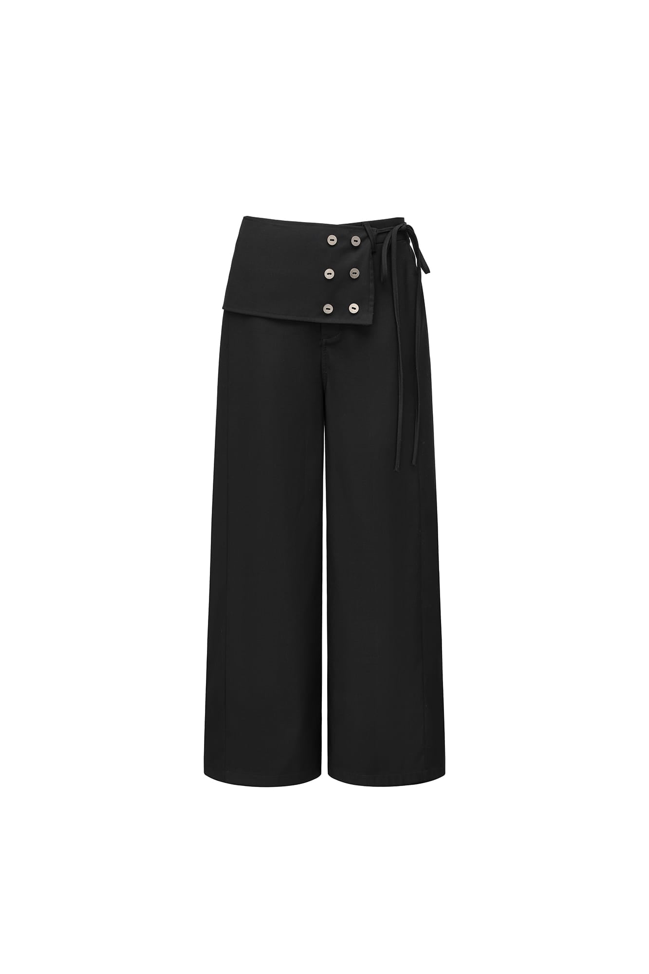 OINIMI Detachable Buttoned Wrap-Front Wide-Leg Pants