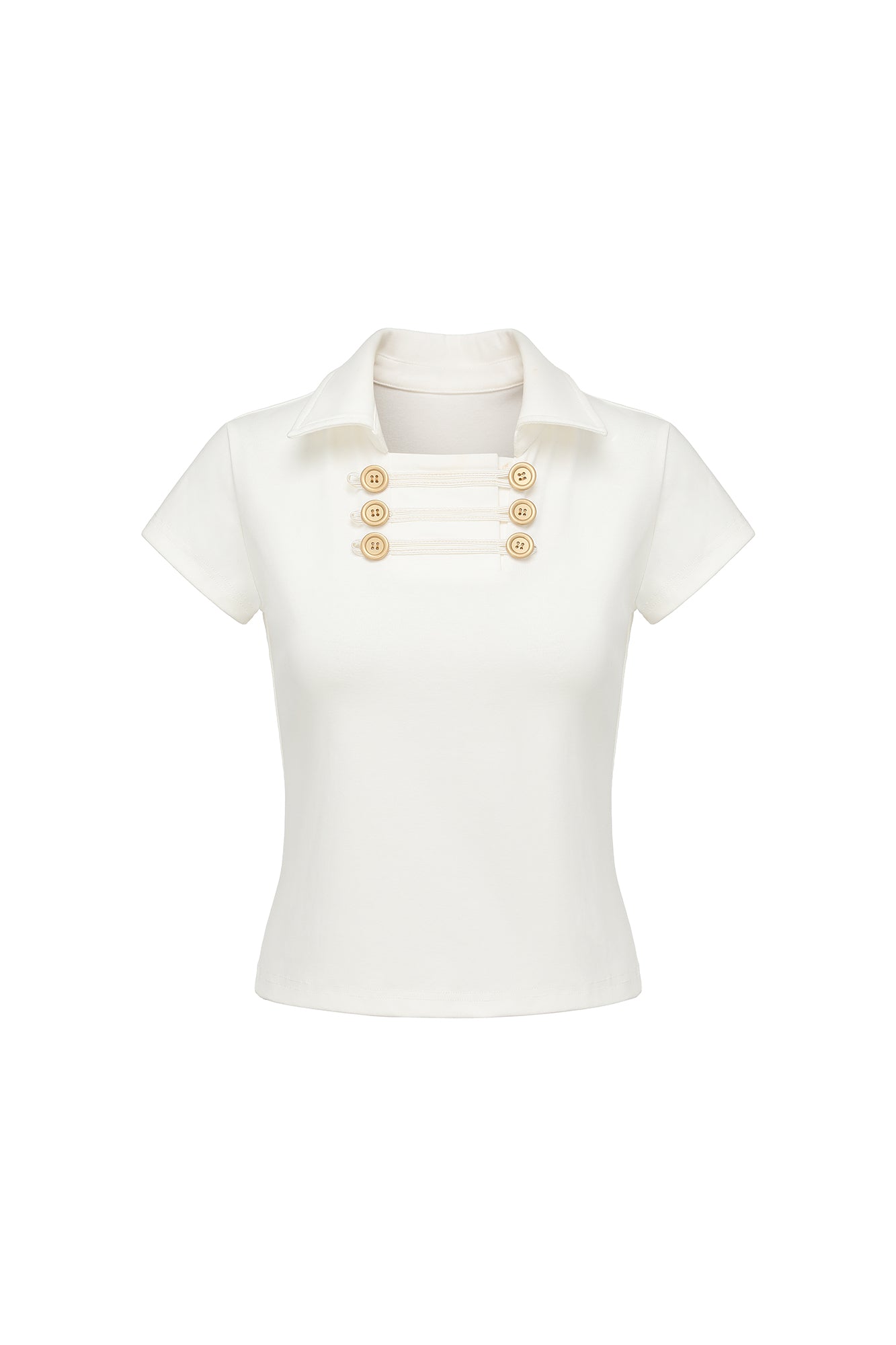 OINIMI Military Button Collared T-Shirt