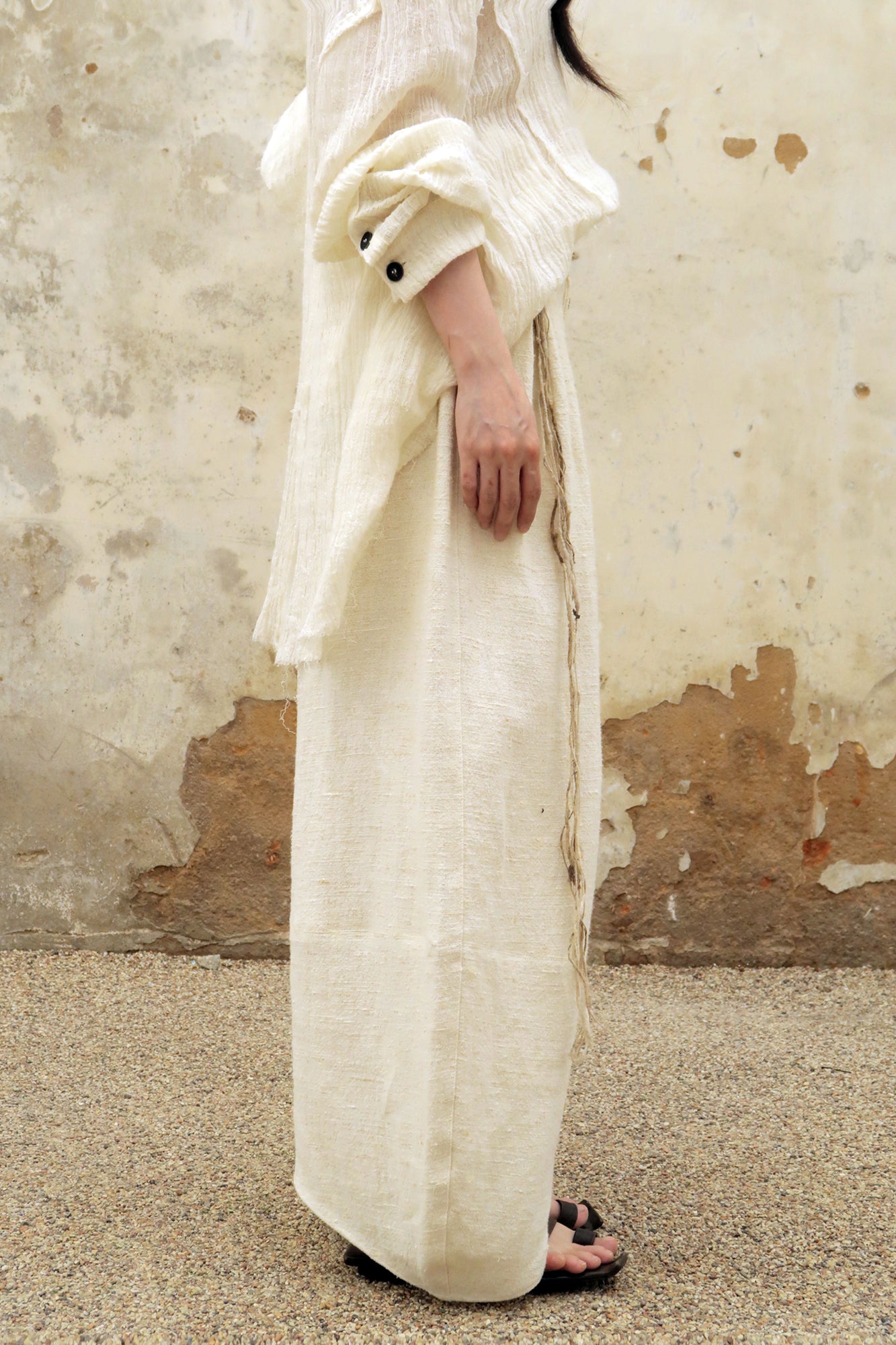 INCH LIM Pleated Split-Hem Curved-Leg Pants