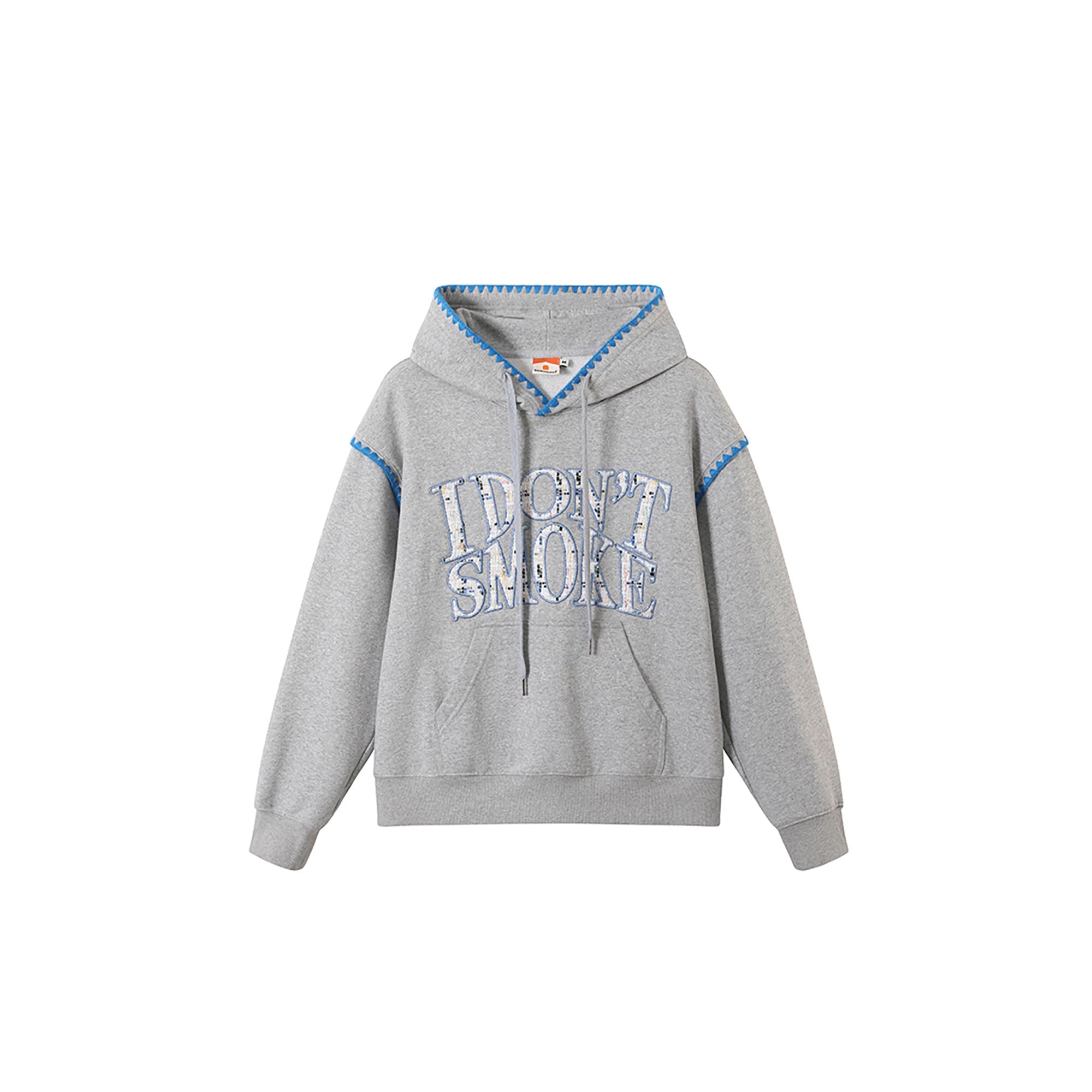 DONSMOKE Retro Embroidered Patch Whipstitch Hoodie