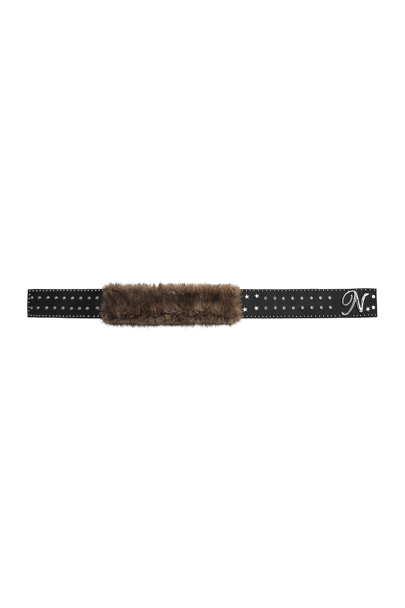 NEVER OFFEND L ANGEL Studded Faux Leather & Faux Fur Belt