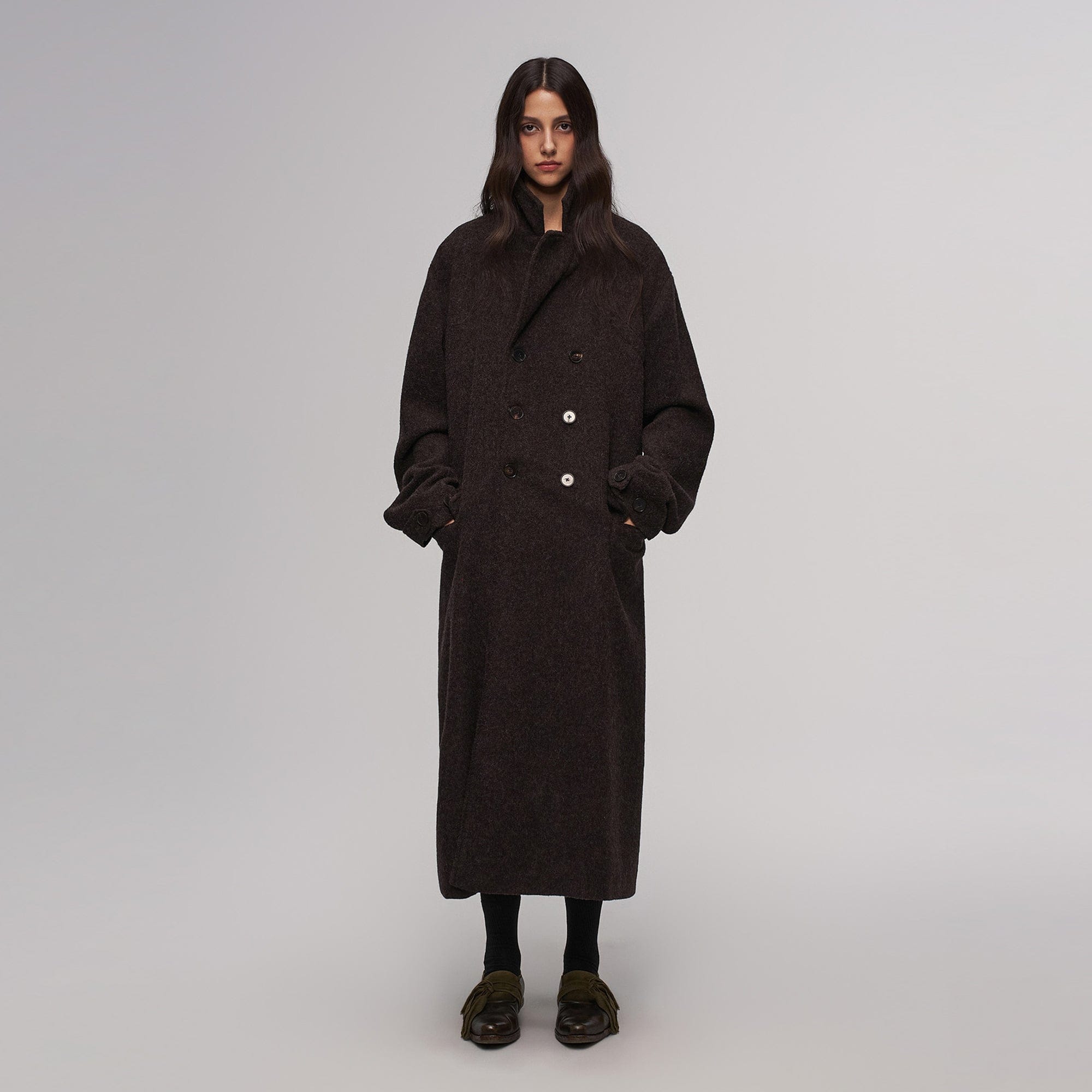 ILNya Nieternite Nifutur Wool-Blend Double-Breasted High-Neck Coat