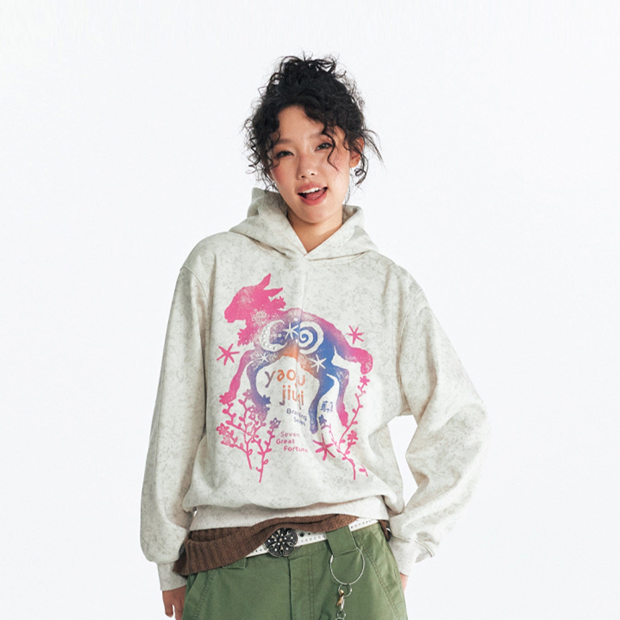 1997 POSTOFFICE Distressed Goat Fleece-Lined Hoodie
