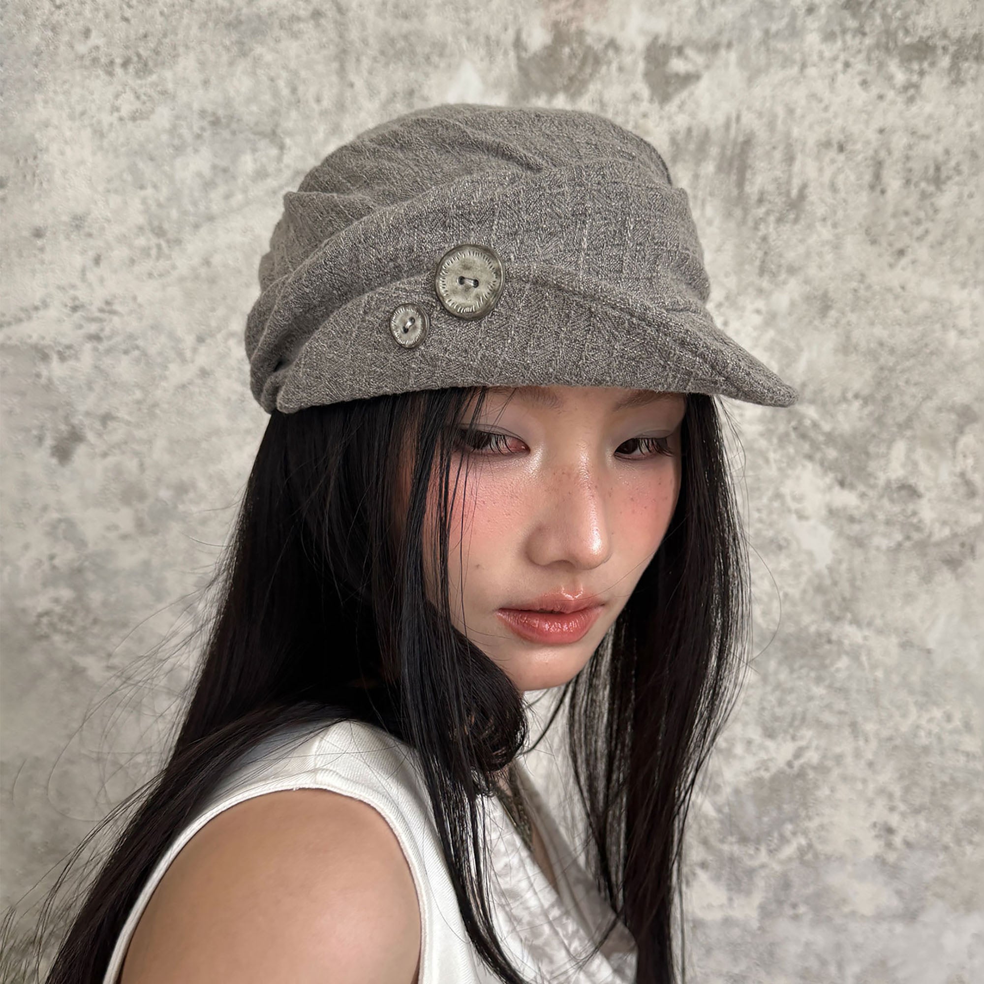 RIDK Folded-Hem Textured Newsboy Cap