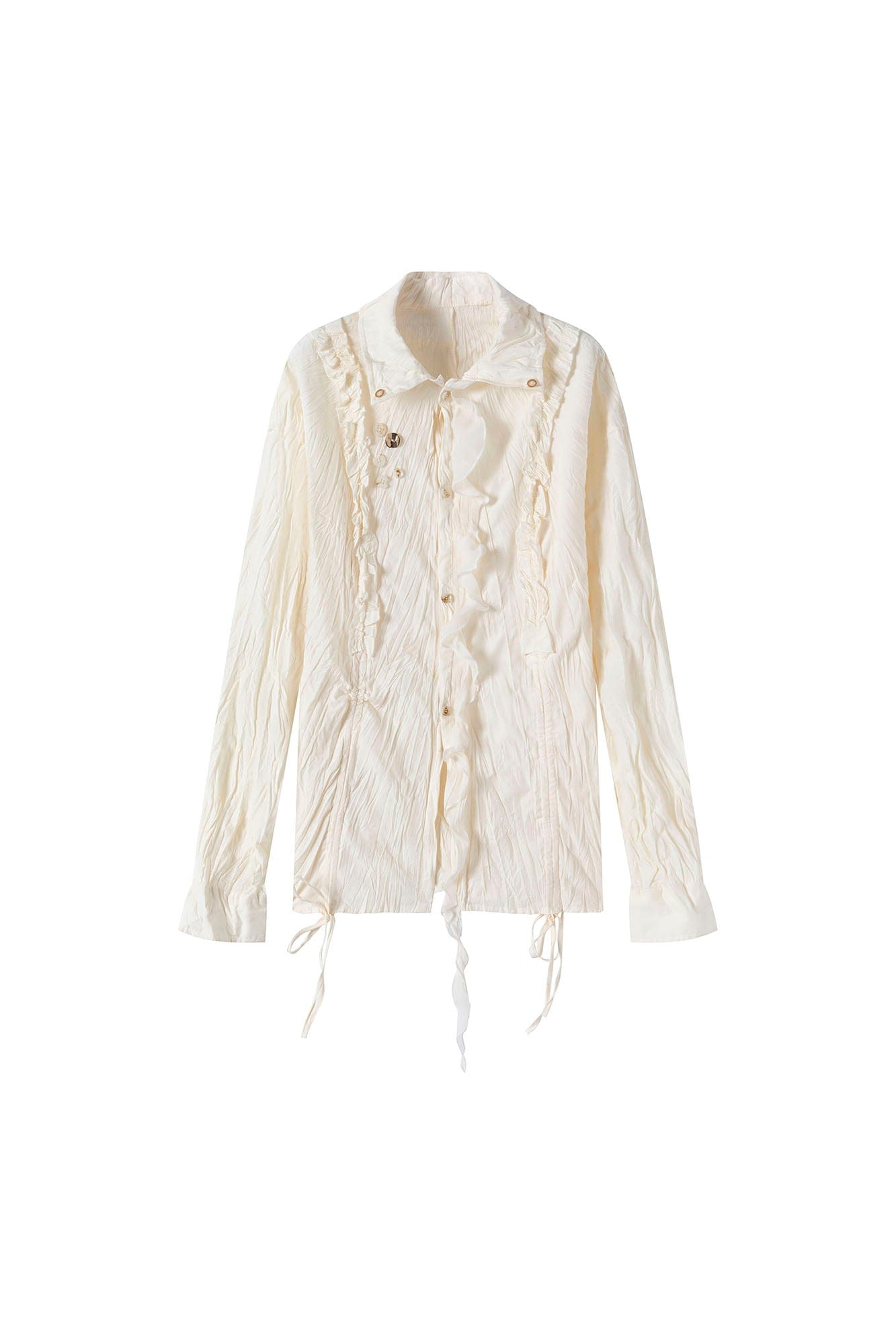 CESTNOUS Ruched Ruffle Spliced Shirt