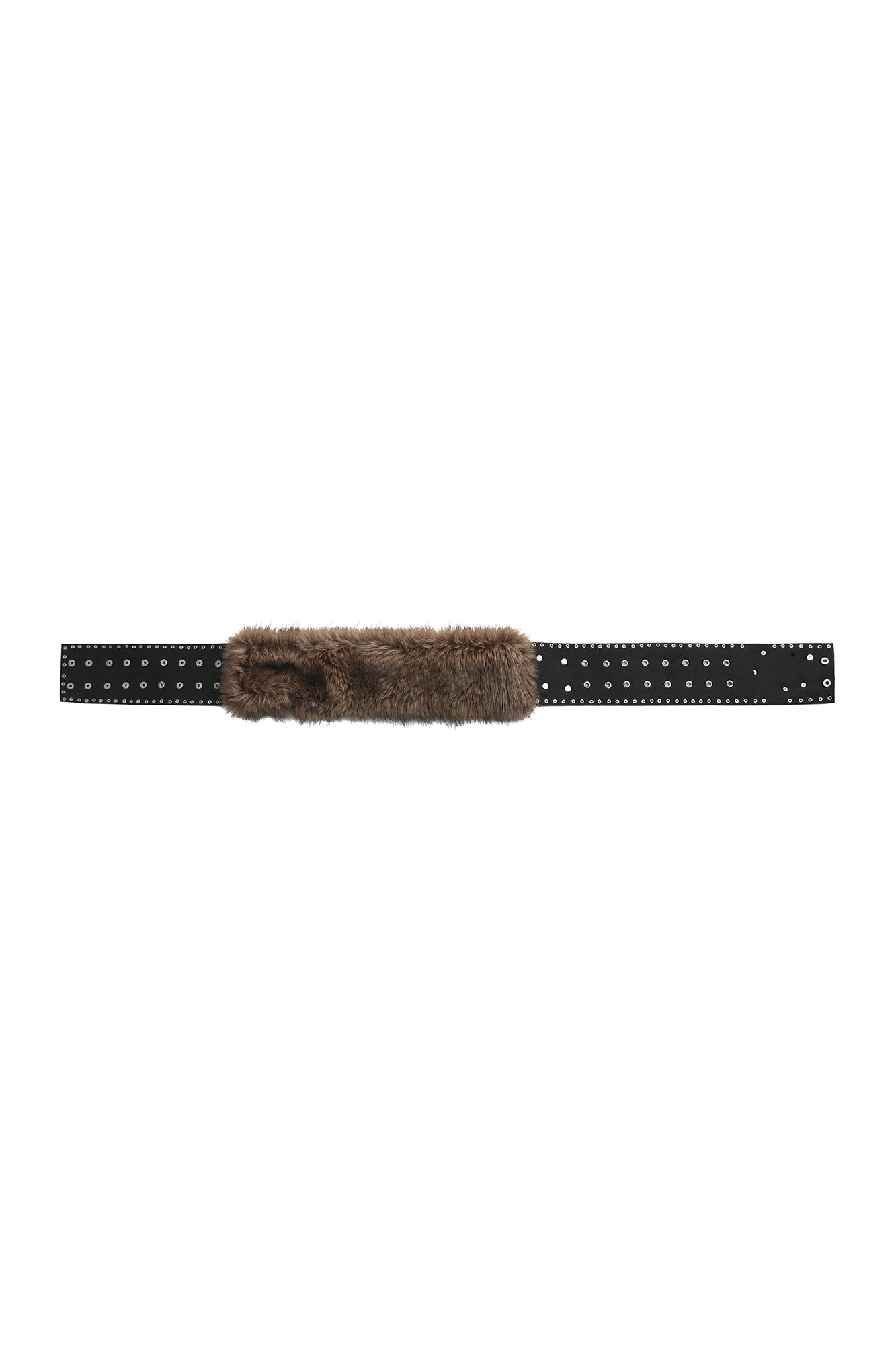 NEVER OFFEND L ANGEL Studded Faux Leather & Faux Fur Belt