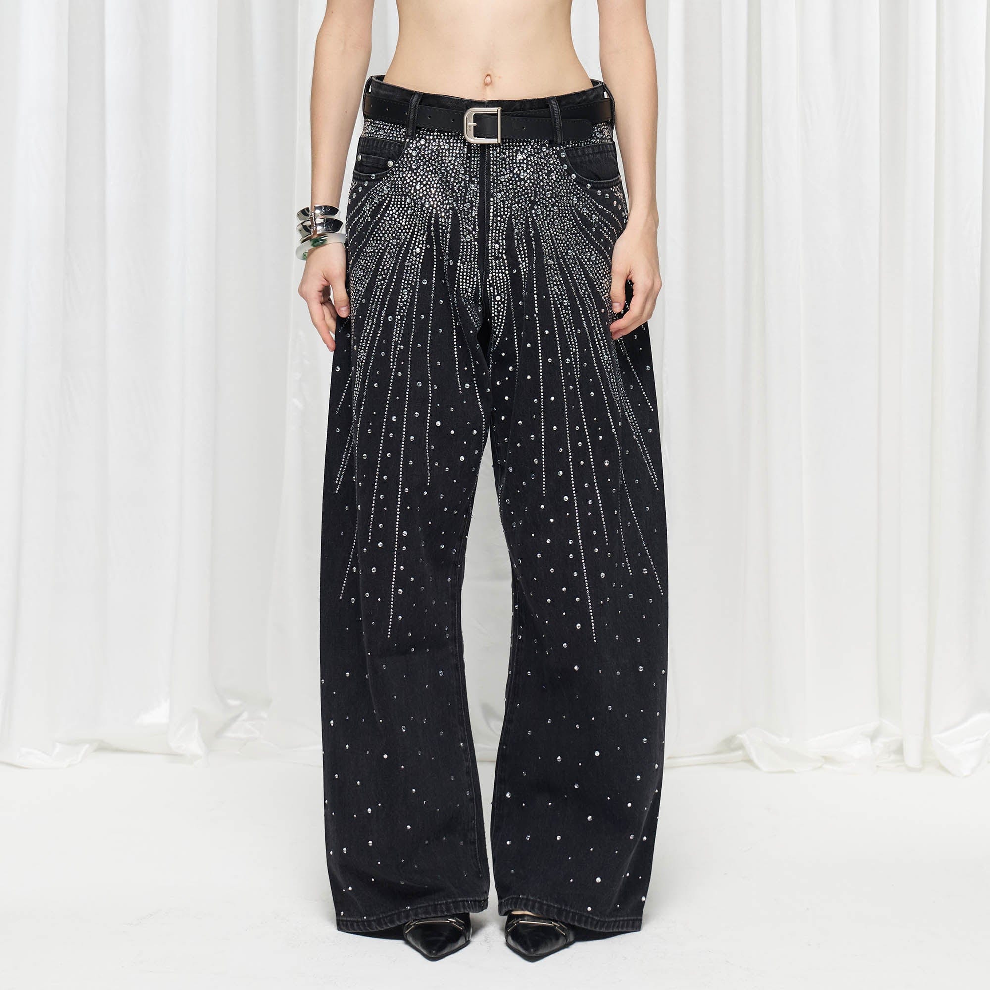 DND4DES×Faychui Radiant Diamond Wide-Leg Jeans, premium urban and streetwear designers apparel on PROJECTISR.com, DND4DES