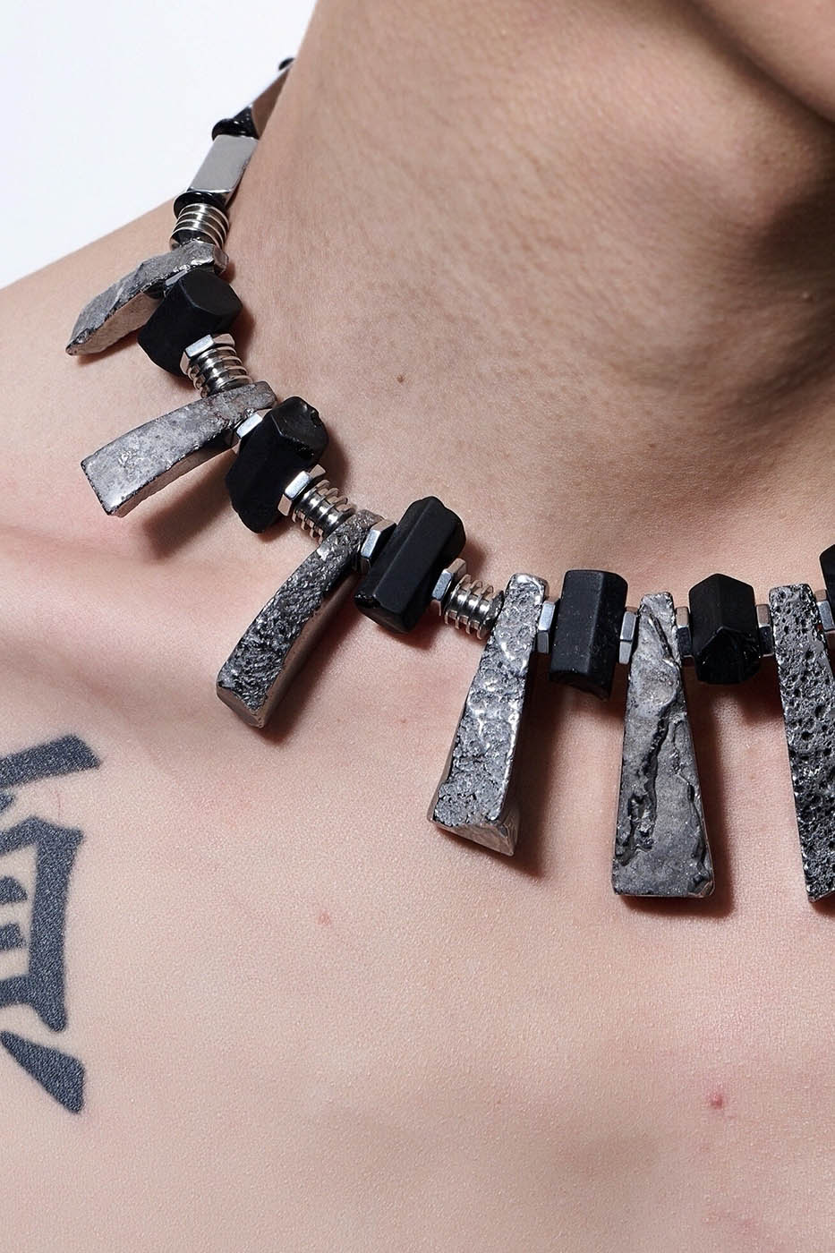 ILLUSORY Distressed Metal Reversible Necklace, premium urban and streetwear designers apparel on PROJECTISR.com, ILLUSORY
