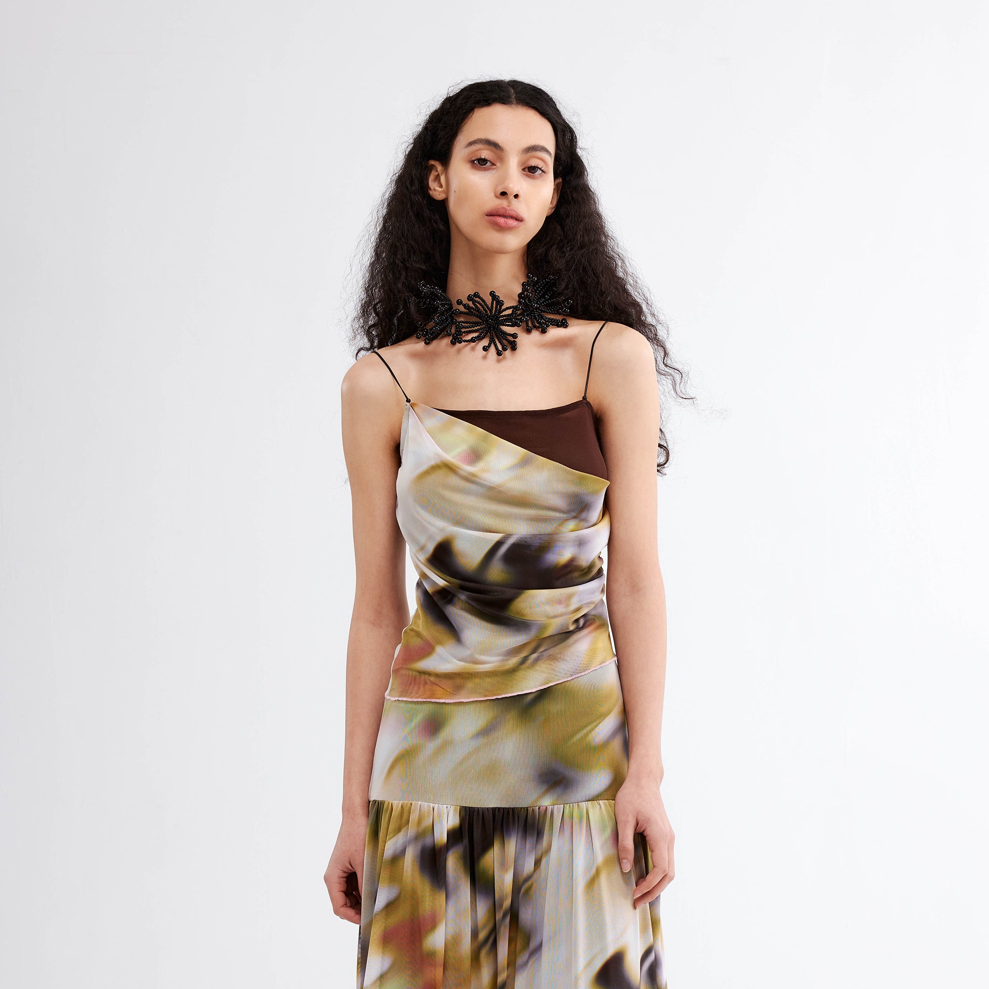 JIUWU PARK Blurred Print Double-Layer Cami Top