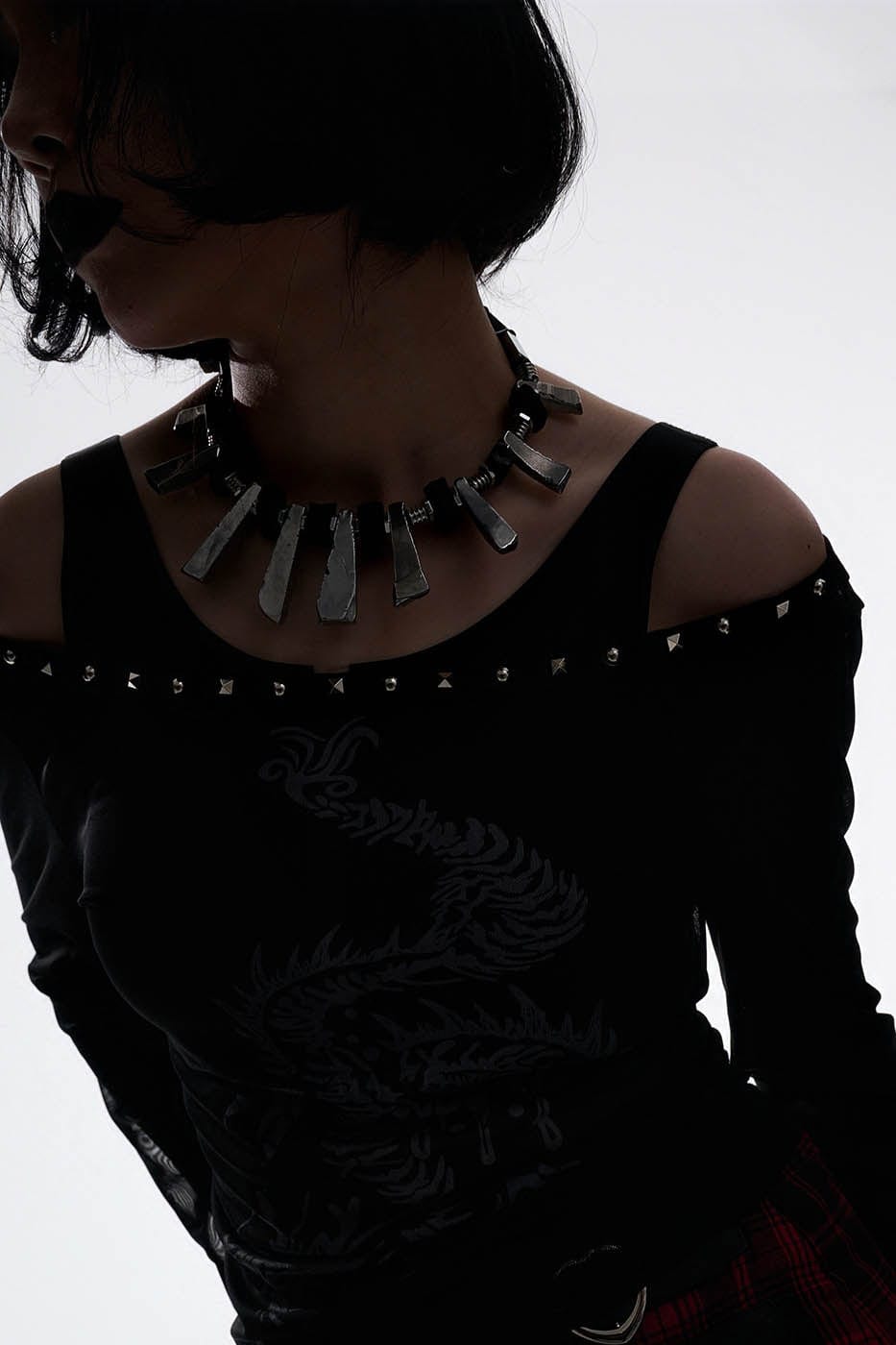 ILLUSORY Distressed Metal Reversible Necklace, premium urban and streetwear designers apparel on PROJECTISR.com, ILLUSORY