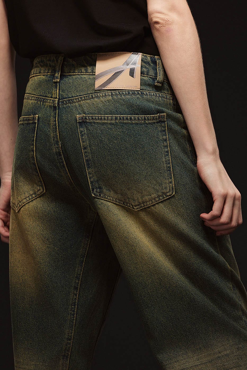 ARTIFICIAL WORLD Crinkled Straight-Leg Washed Jeans, premium urban and streetwear designers apparel on PROJECTISR.com, ARTIFICIAL WORLD
