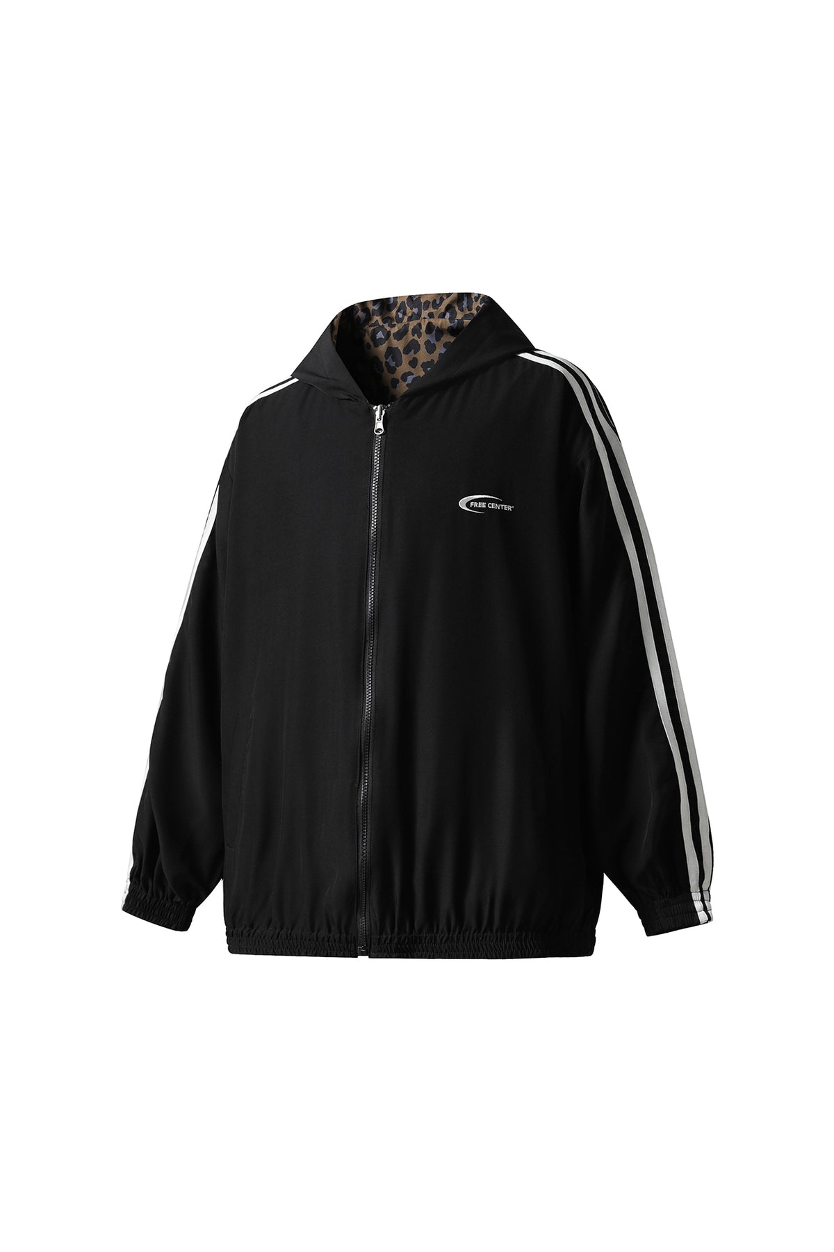 FREE CENTER Reversible Leopard Print Hooded Jacket