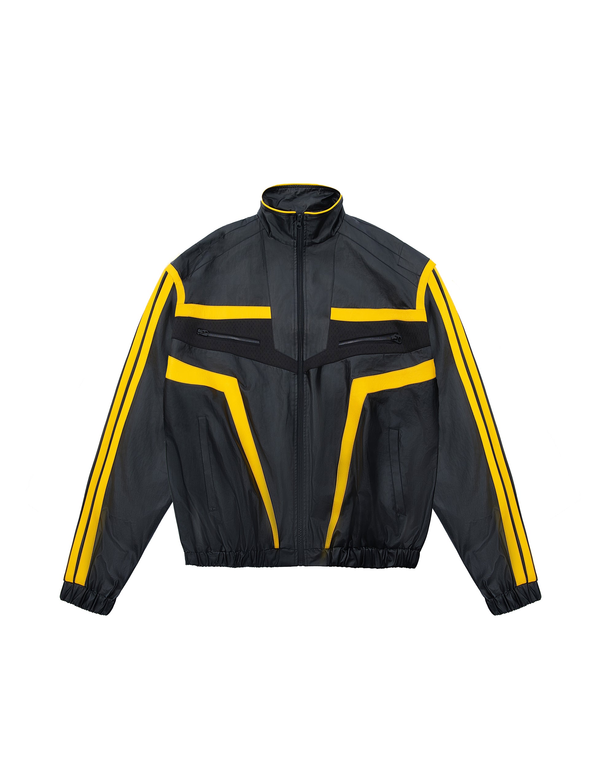 MOGONGSHE Contrast Stripe PU Moto Jacket