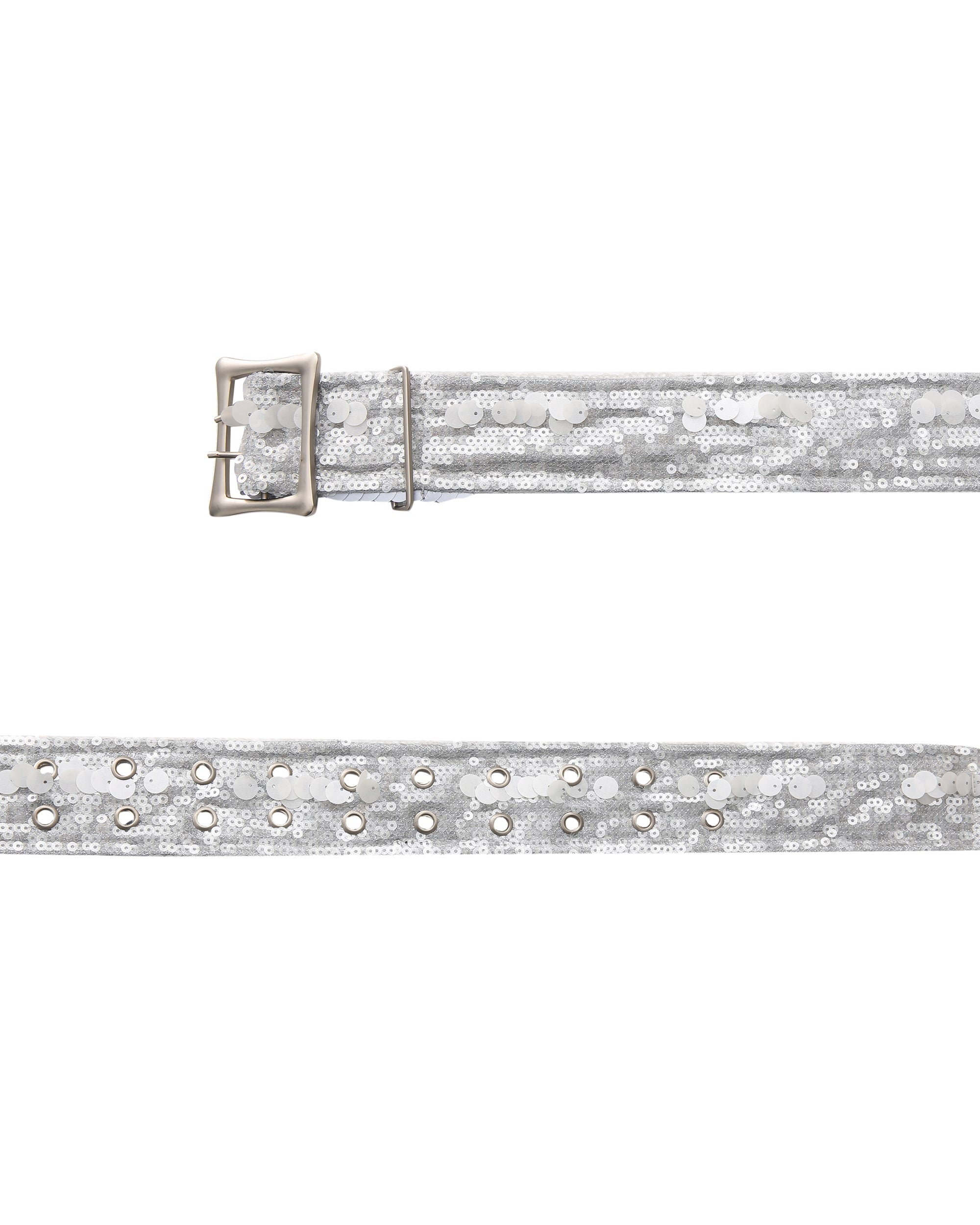 NEVER OFFEND L ANGEL Brushed Matte Silver Buckle Belt