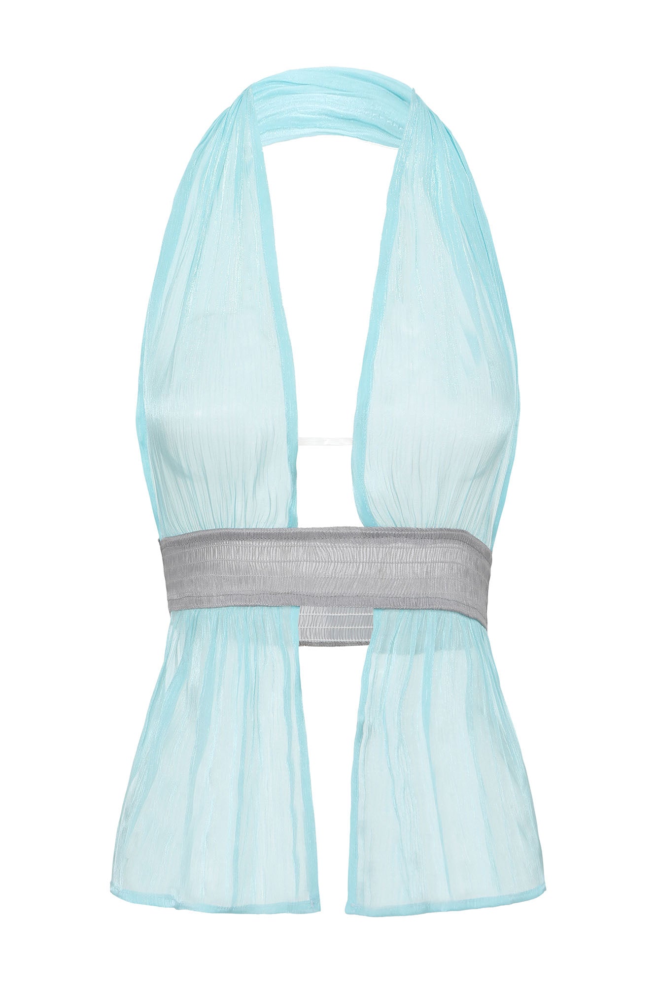 NEVER OFFEND L ANGEL Organza Halter Backless Tank Top