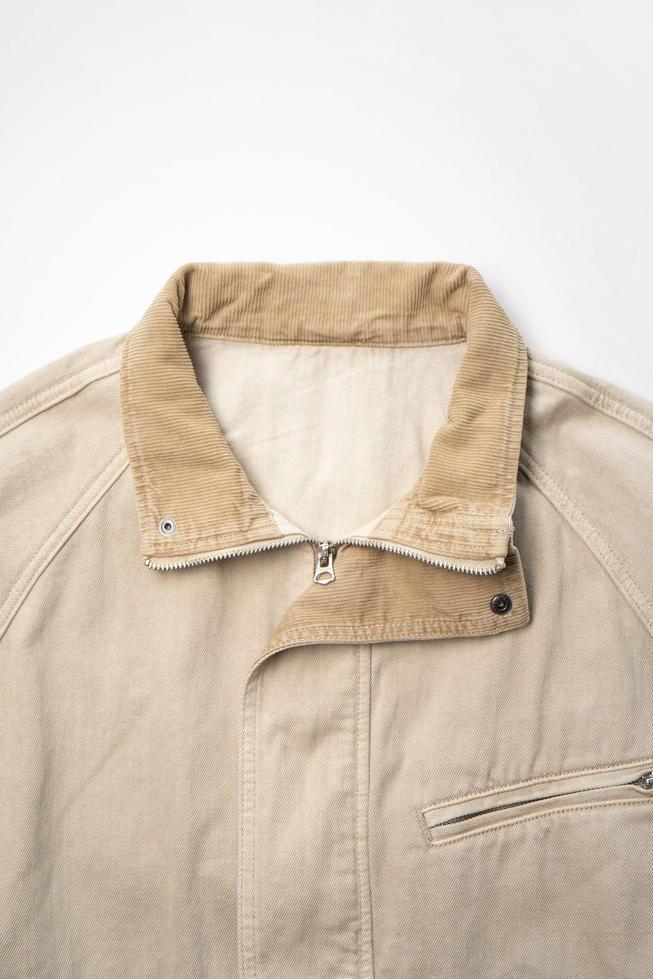 LEONSENSE Utility Raglan Stand-Collar Denim Jacket