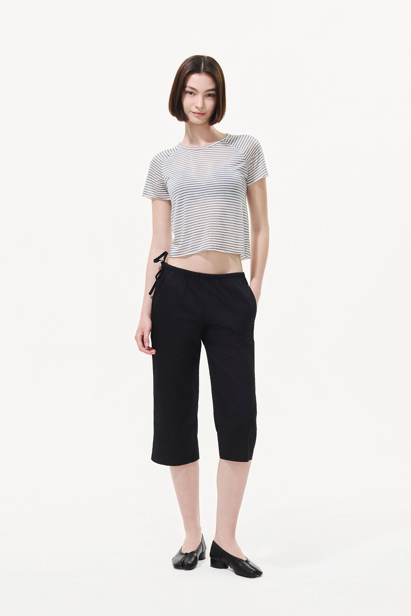 ARTIFICIAL WORLD Striped Tencel-Silk Tee