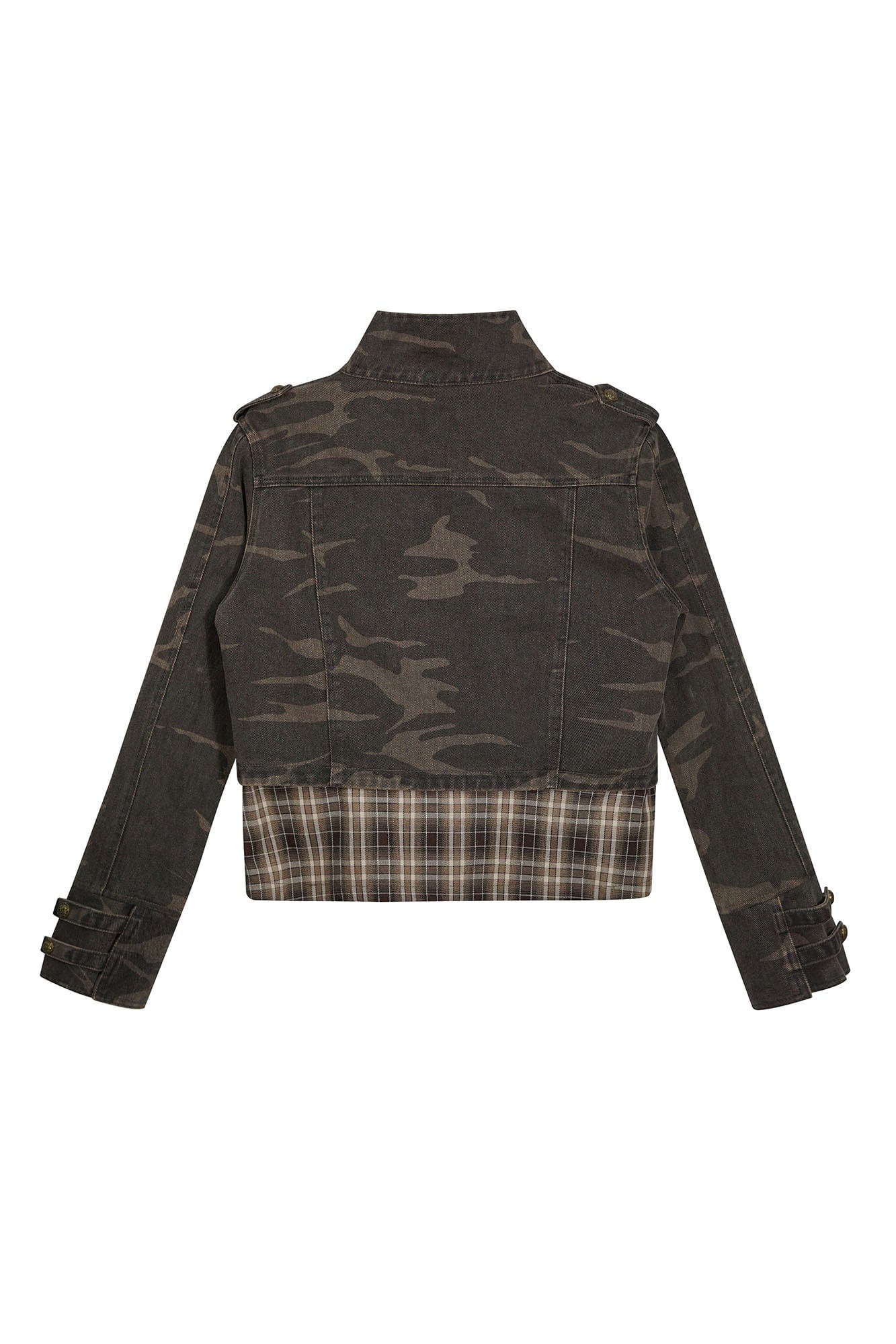 CESTNOUS Washed Camo Layered Cropped Jacket