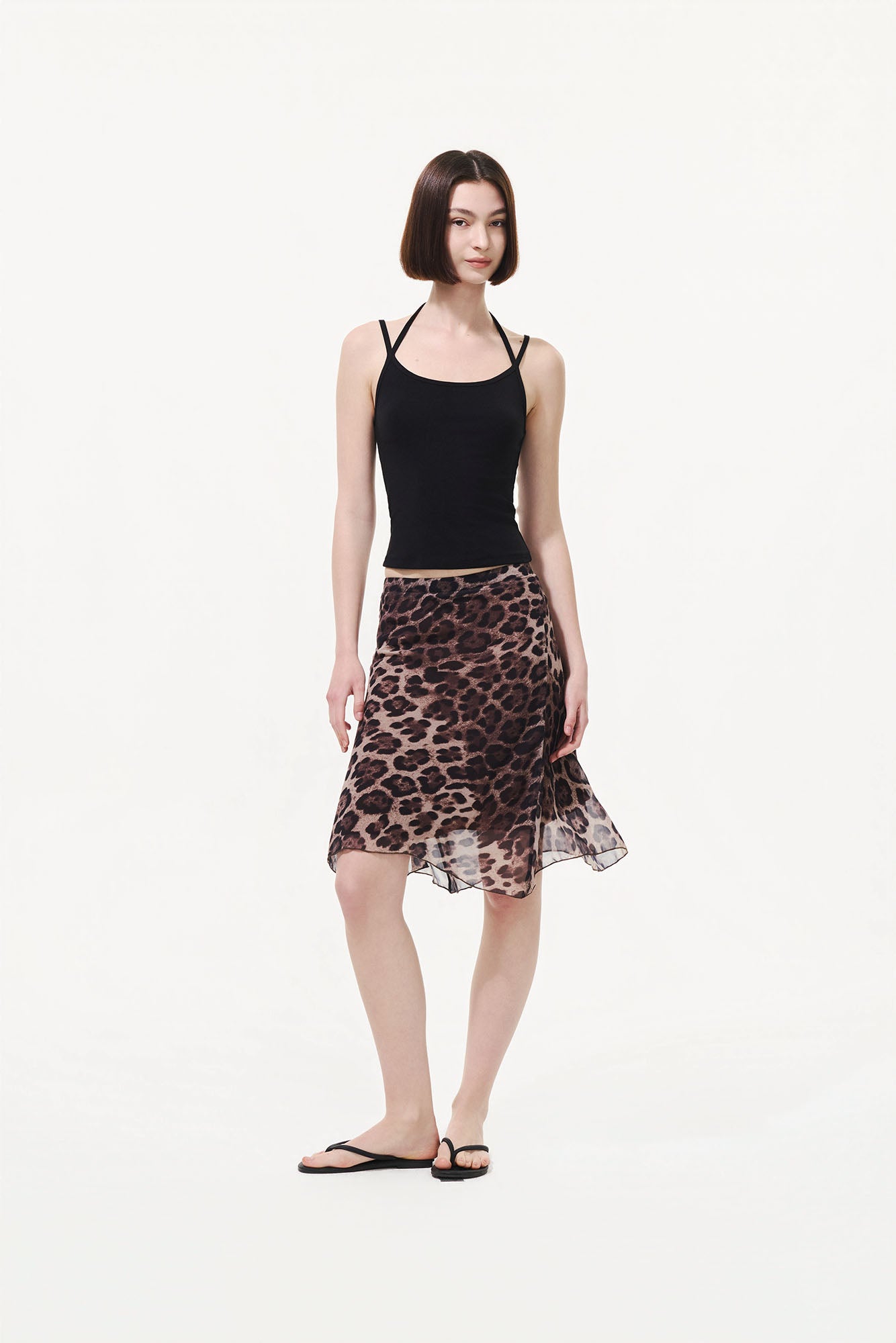 ARTIFICIAL WORLD Sheer Leopard Midi Skirt