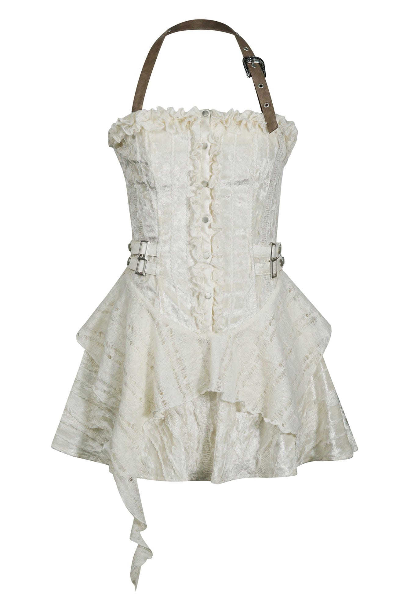 CESTNOUS Ruffled Trim Corset Layered Mini Dress