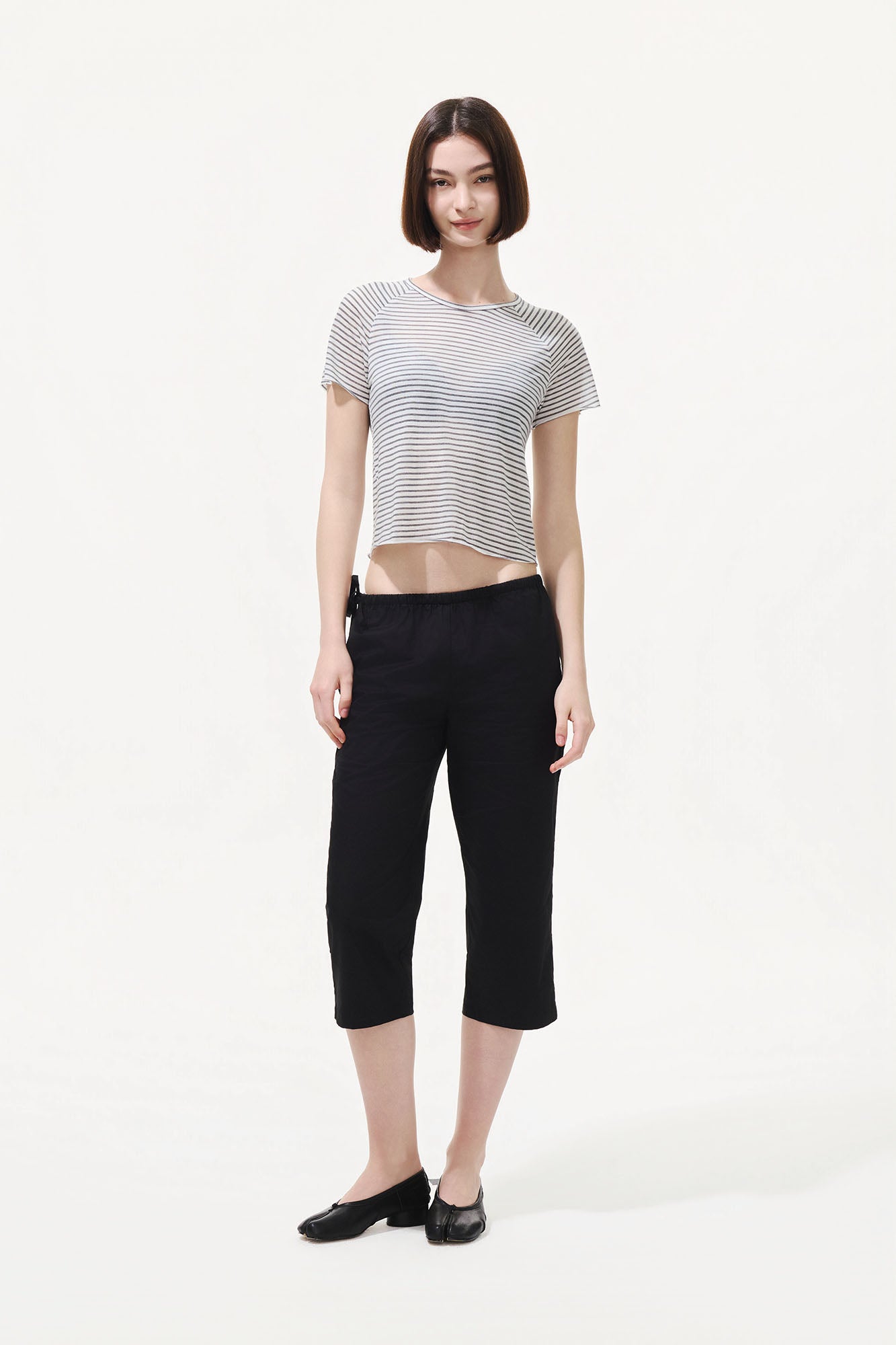 ARTIFICIAL WORLD Striped Tencel-Silk Tee