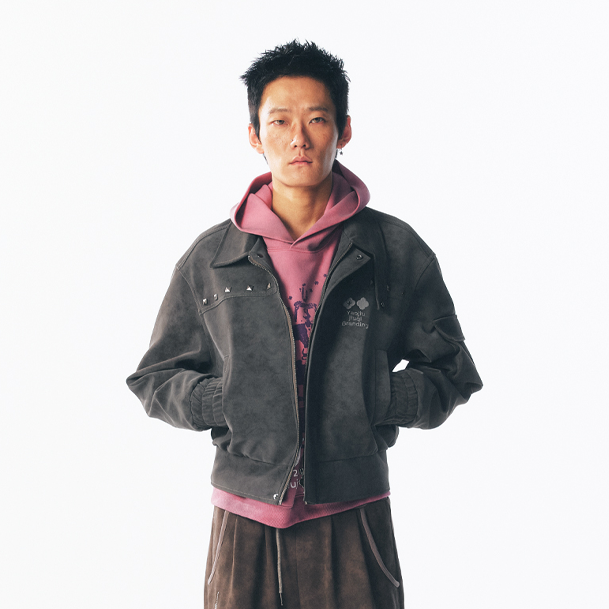 1997 POSTOFFICE Star Patch Studded Cropped Jacket