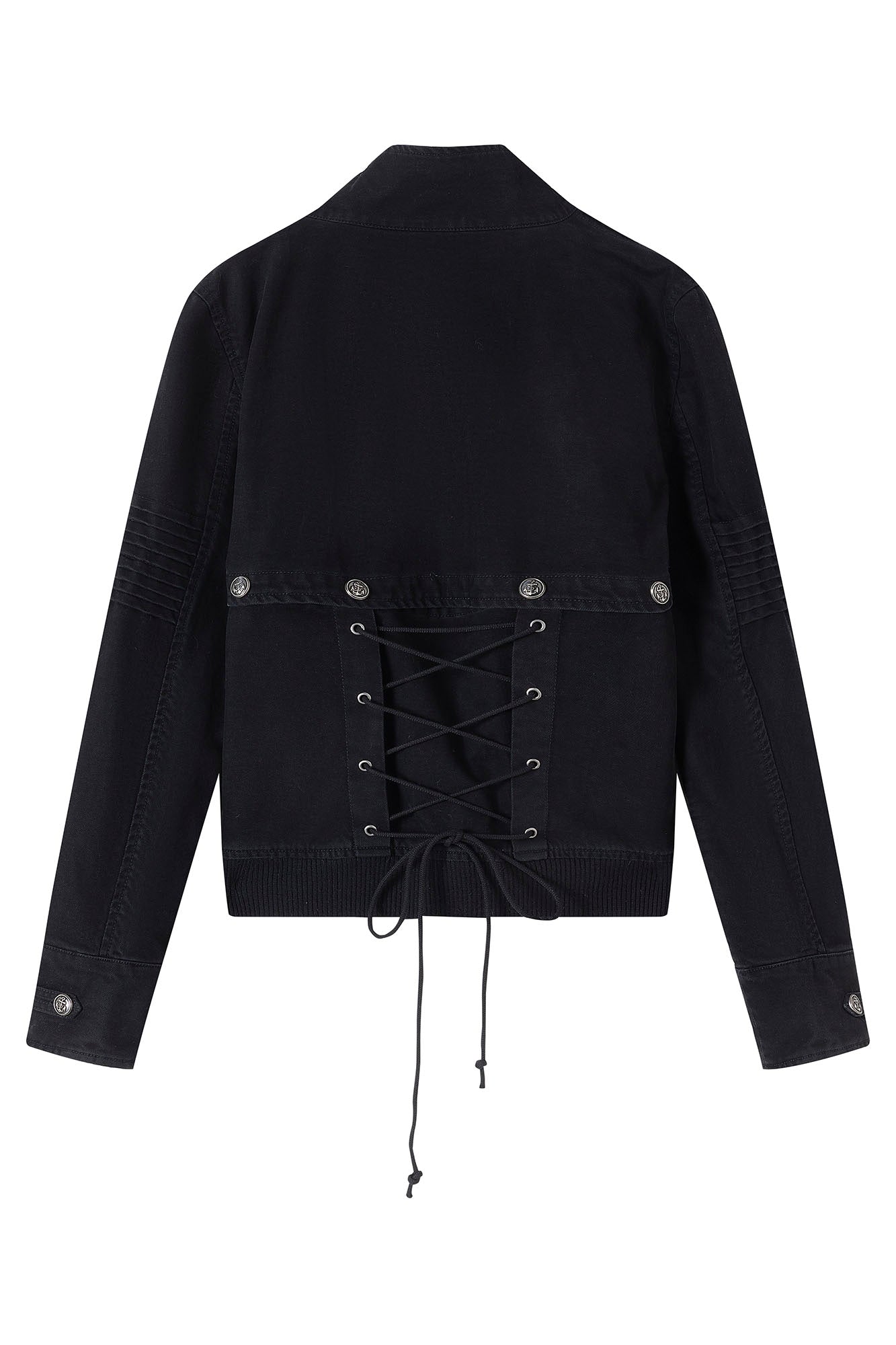 CESTNOUS Detachable Buckle-Strap Lace-Up Back Jacket