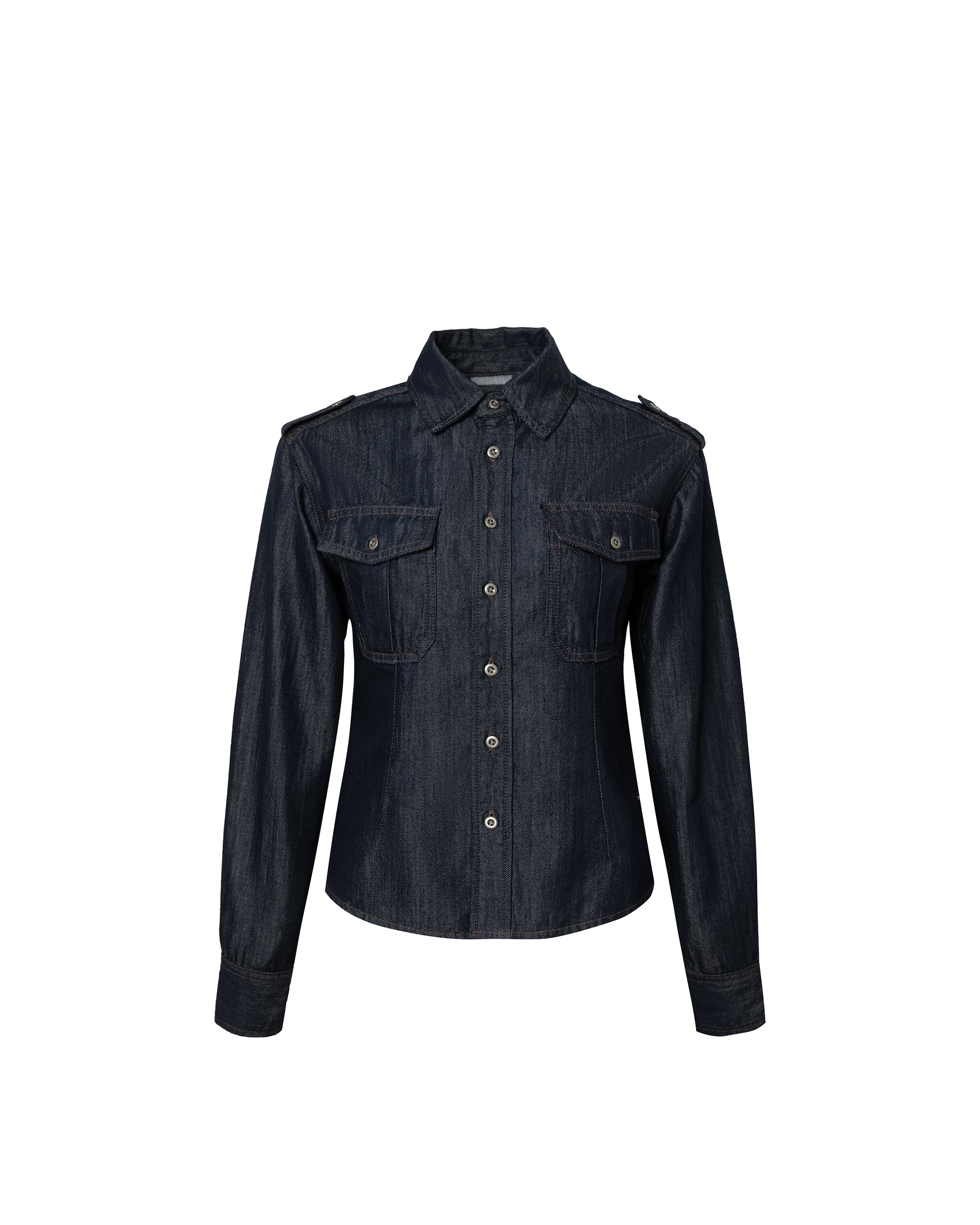 COMMAND N Cinched Waist Utility Denim Shirt Jacket
