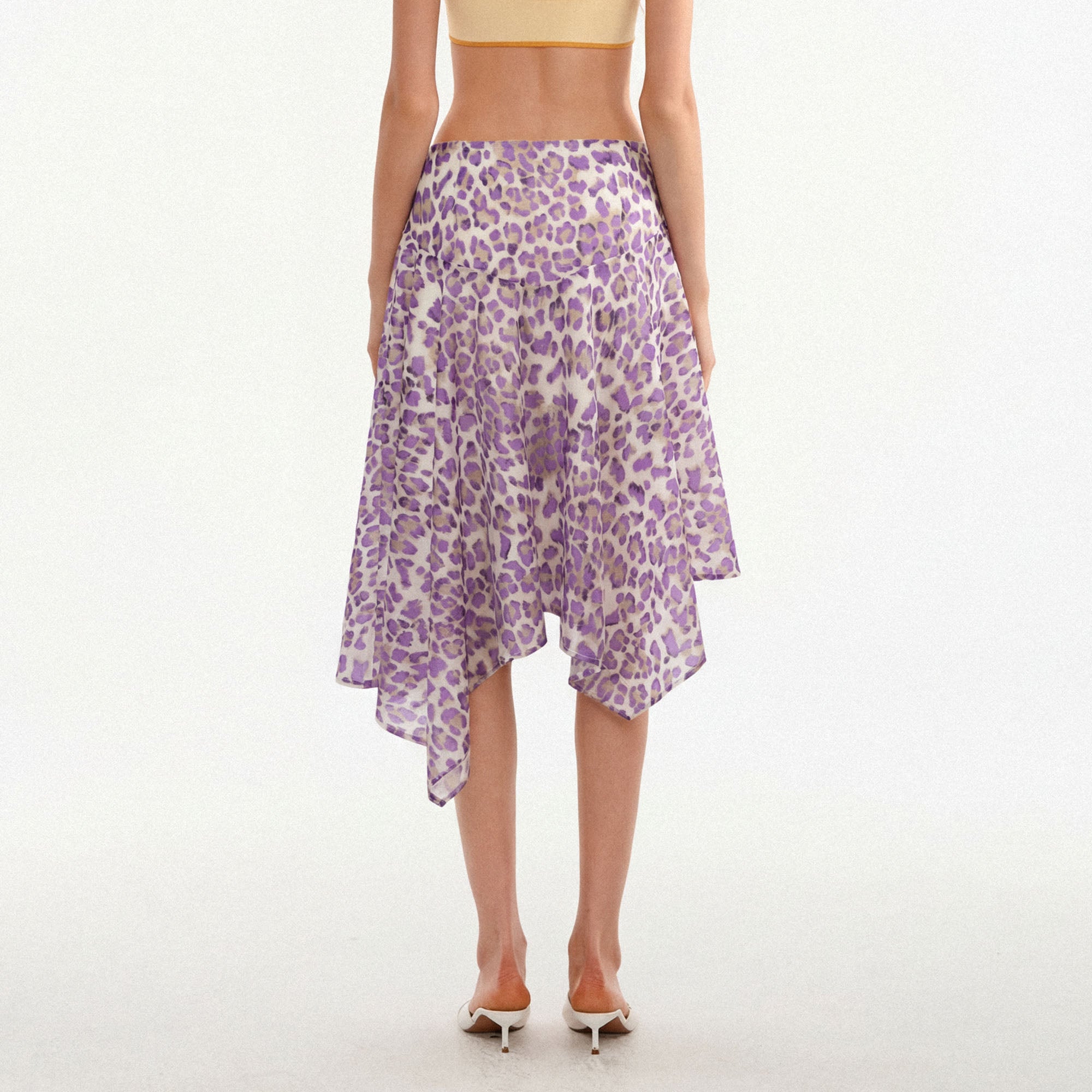 MUSE NAPS Irregular Leopard Print Flowy Midi Skirt