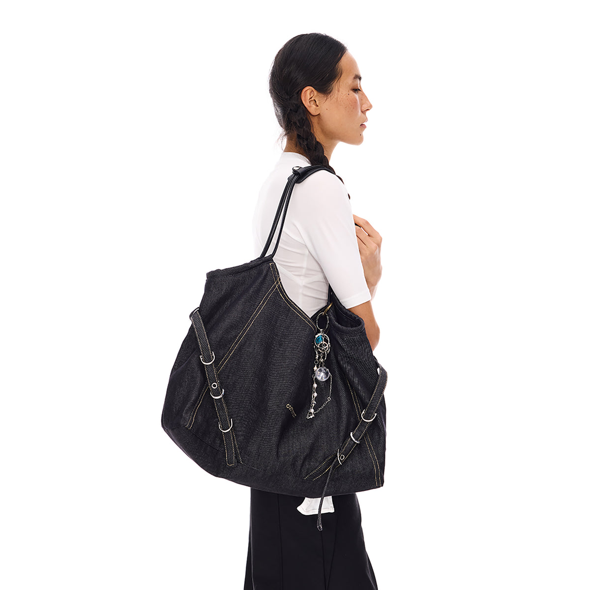 COSTUSTOOT Raw Denim Single-Shoulder Tote Bag