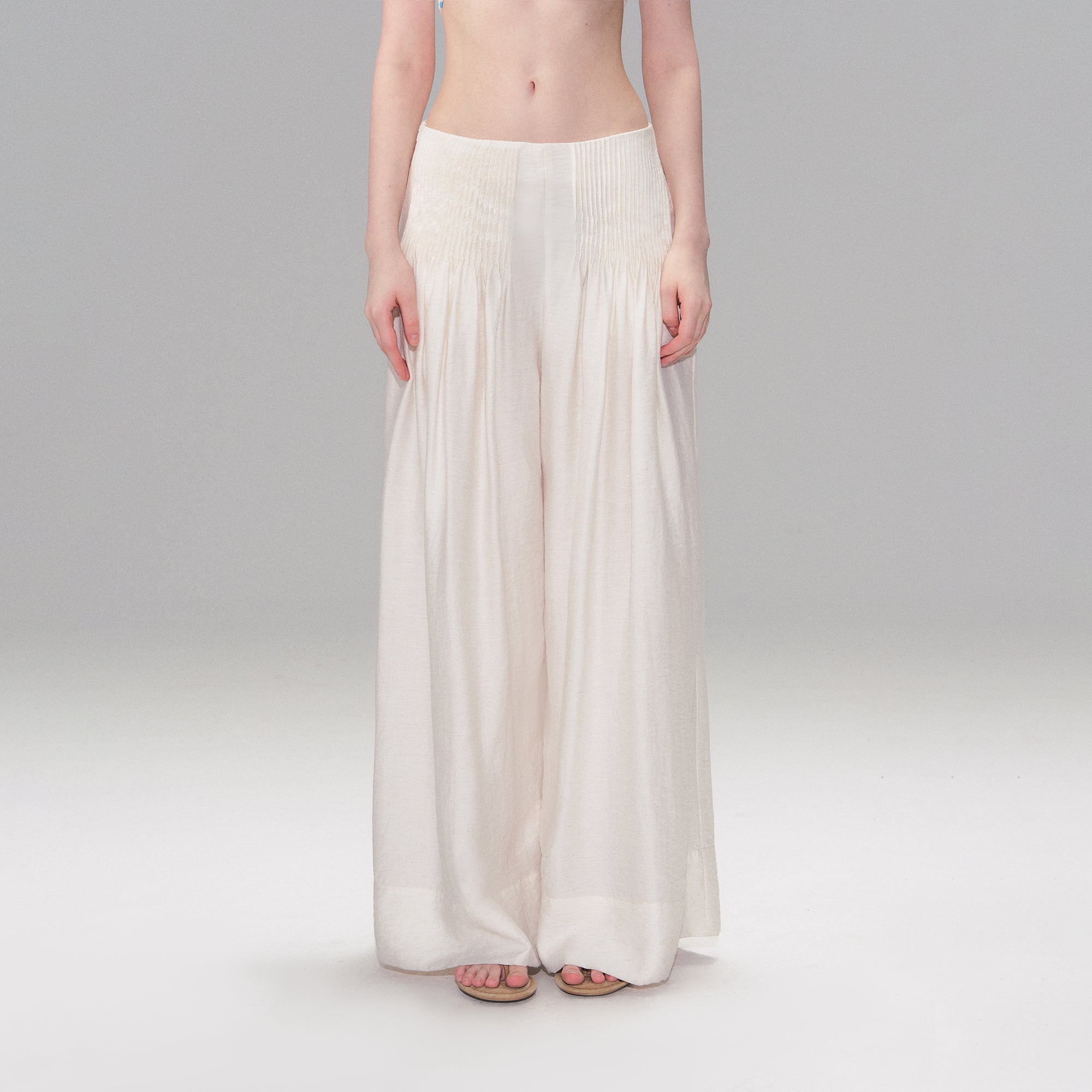 THE NEVERMORE Pintuck Panel Wide-Leg Pants