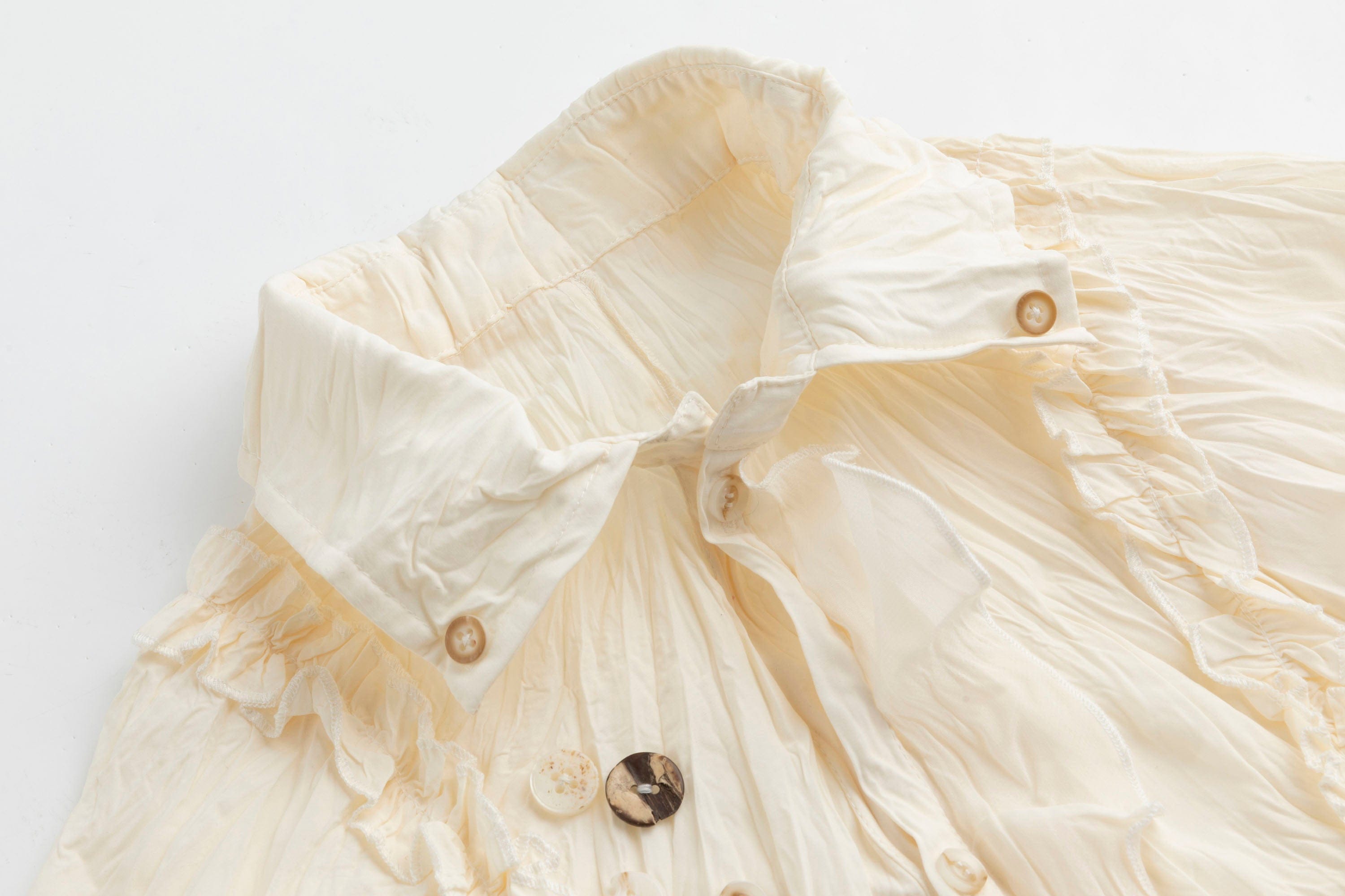 CESTNOUS Ruched Ruffle Spliced Shirt